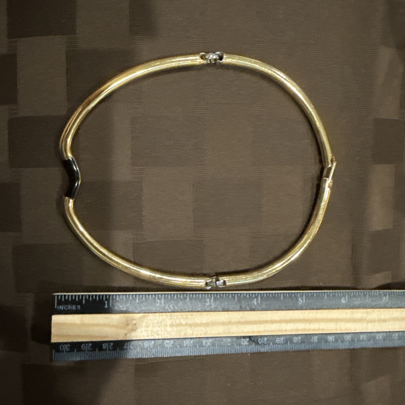 Vintage Heavy Gold Tone Mirror FINISH Hinged Wave Collar Choker Necklace – 68g