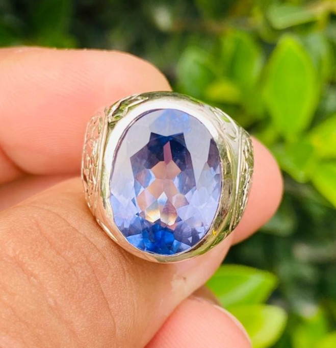 Beautiful Blue Topaz Stone Big Topaz Transparent Topaz Ring Gift Topaz For Men