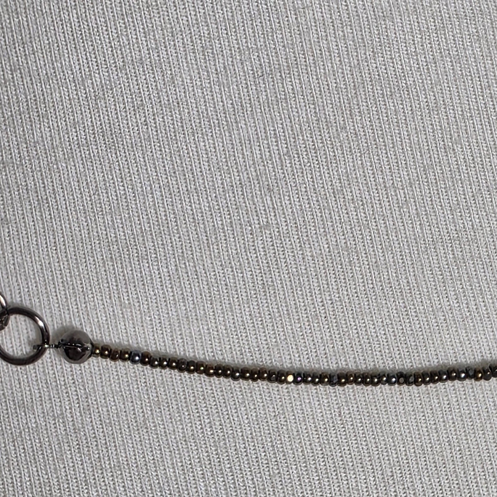 Beaded Lariat Necklace Large Irregularly Shaped Stone Earth-Tone Mix of Beads