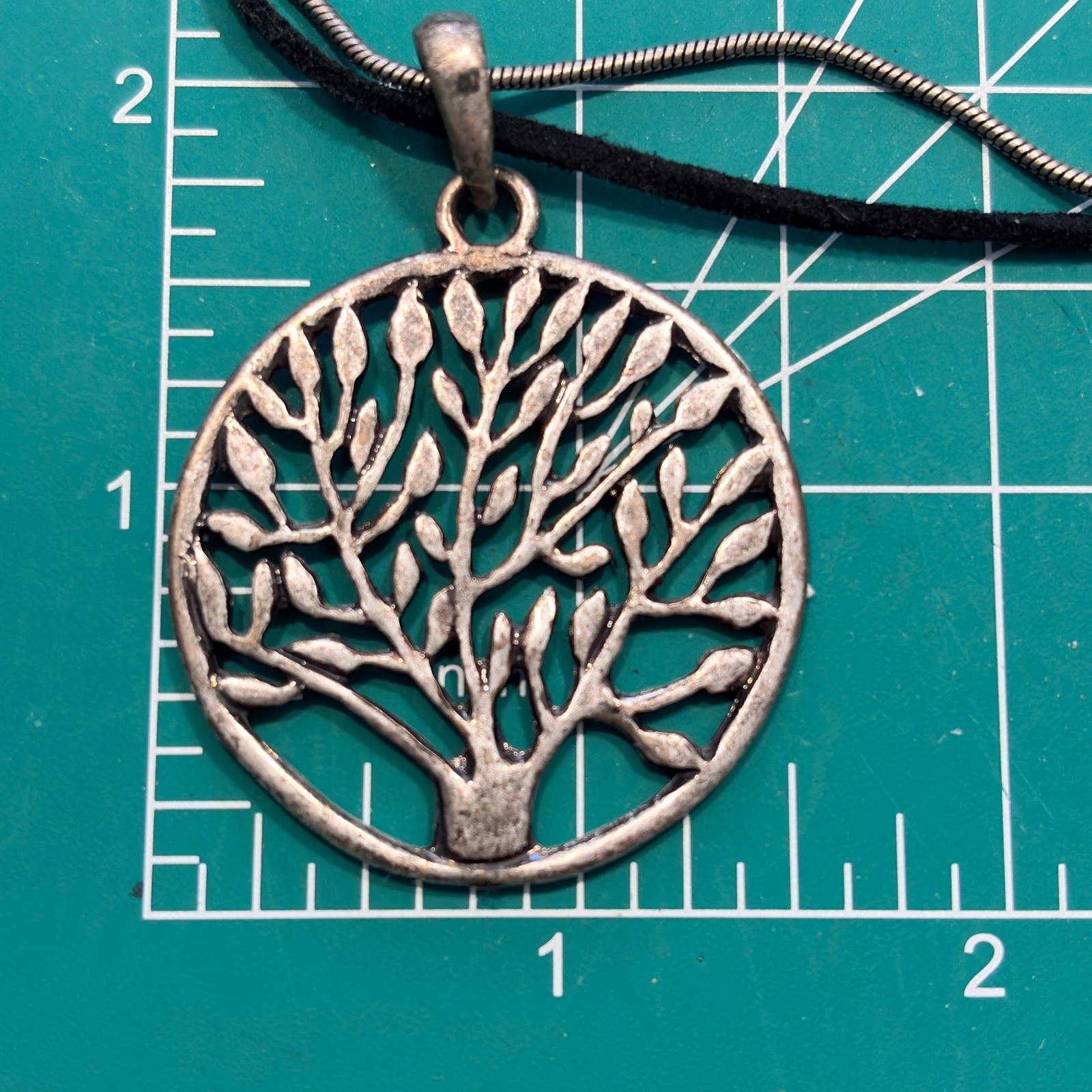 Vintage Necklace Vintage Tree of Life Silver Tone Pewter Boho Nature 18″ Earthy