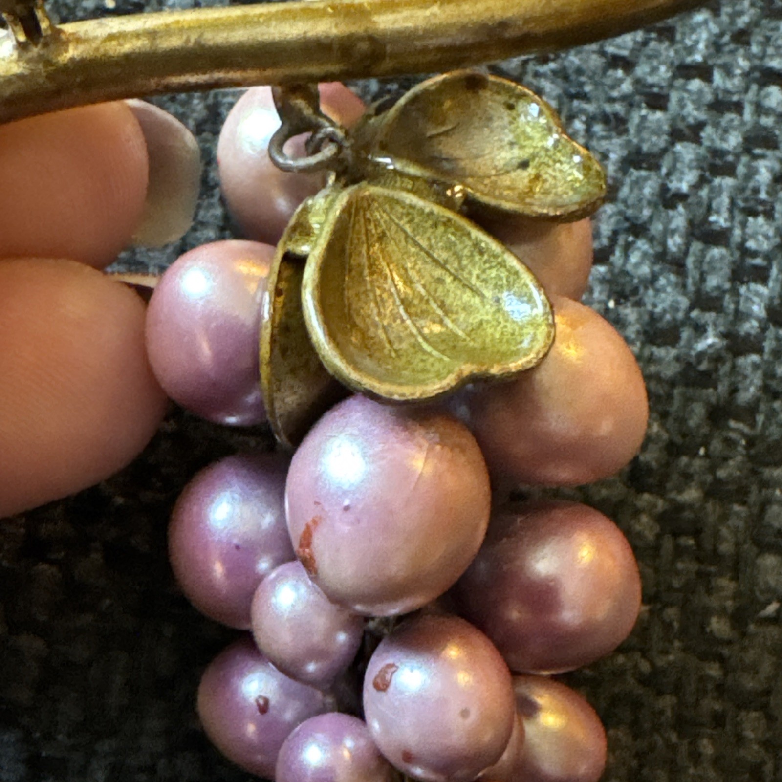 Vintage Brooch-Bunch Of Grapes-Faux Pearls