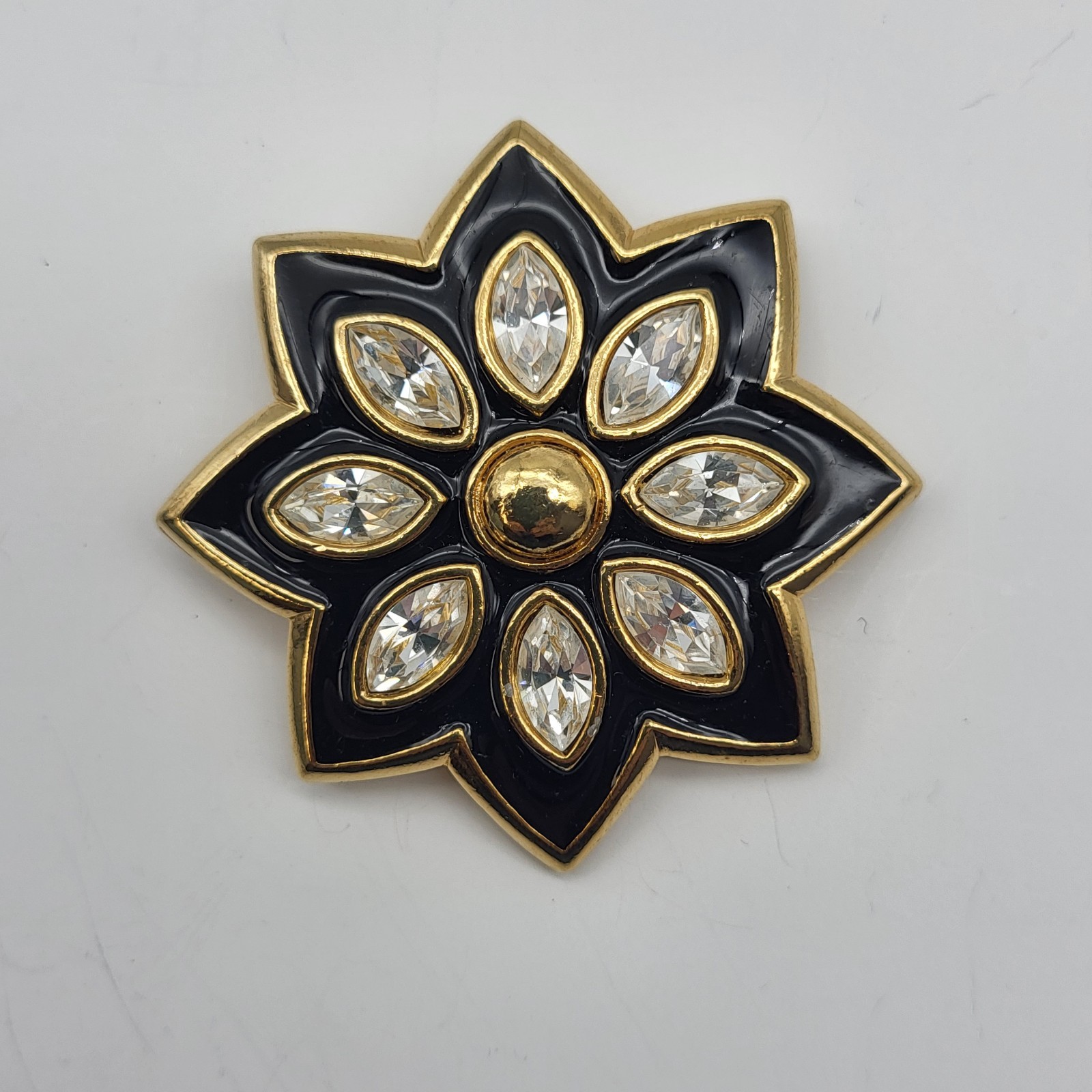 Beautiful bold rhinestone enamel flower burst brooch pin elegant formal Mother