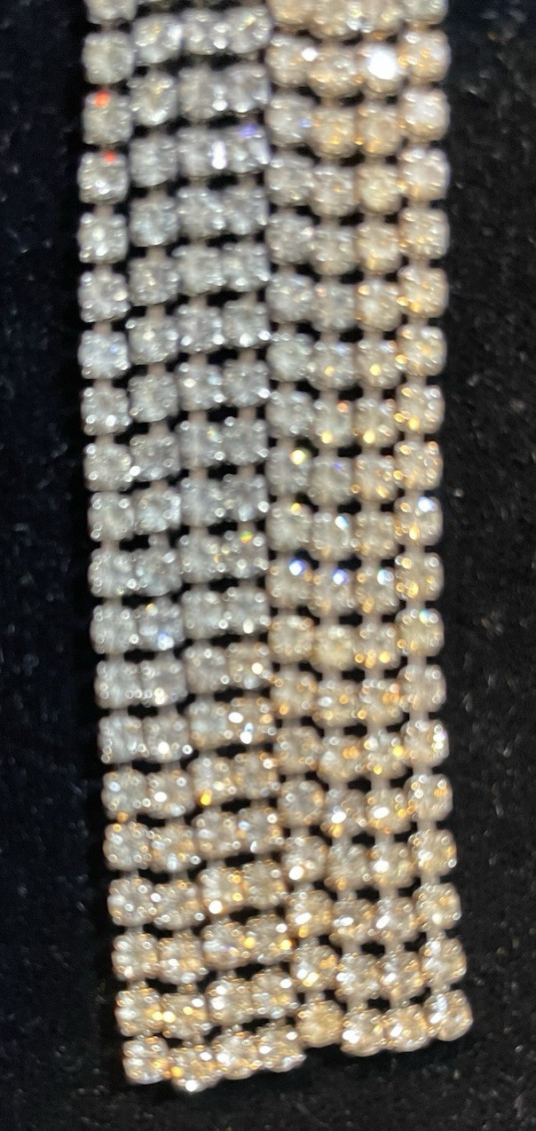 VTG KRAMER OF NEW YORK RHINESTONE WATERFALL TASSEL STATEMENT BROOCH PIN 3-7/8″ L