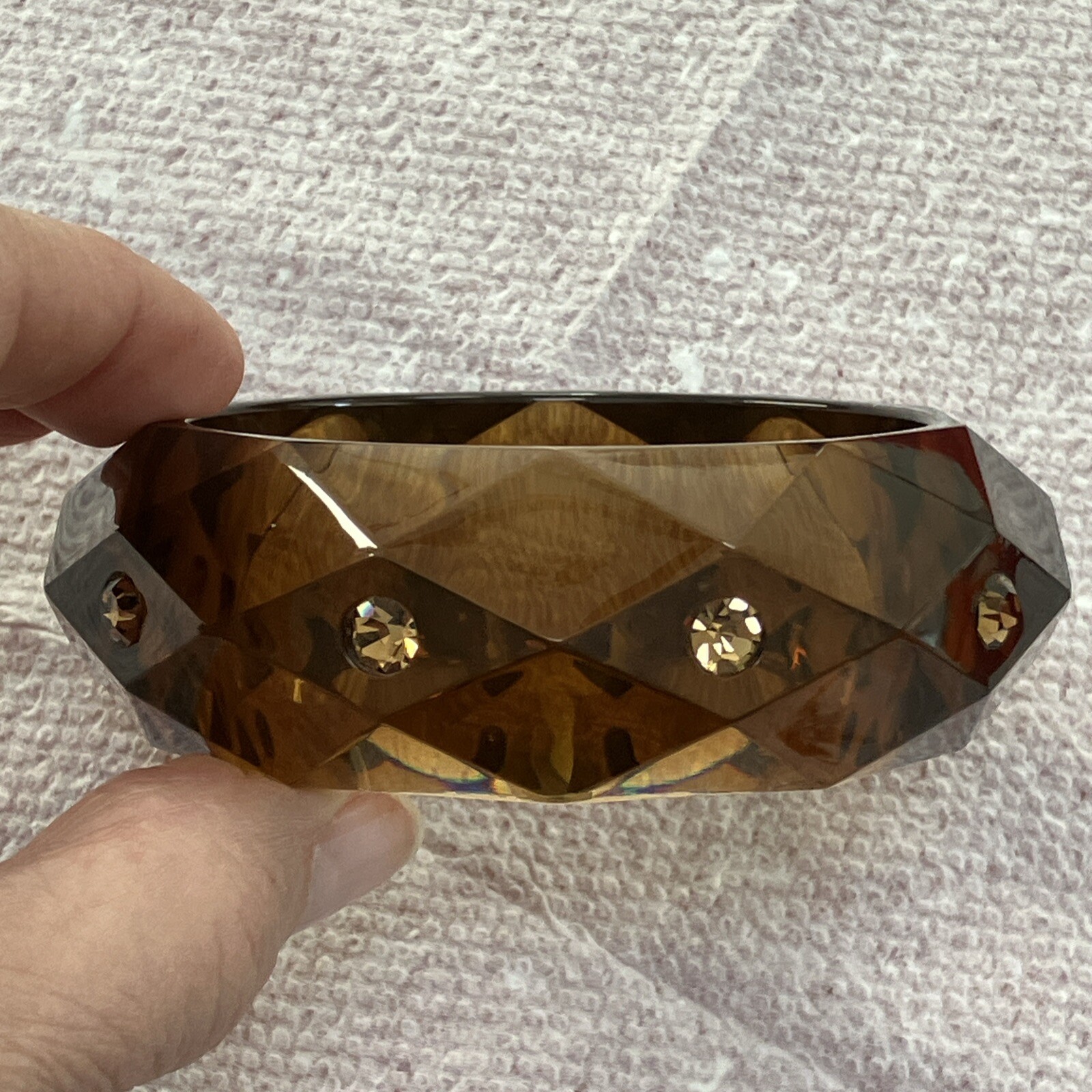 VINTAGE FACETED GEMS BANGLE BRACELET
