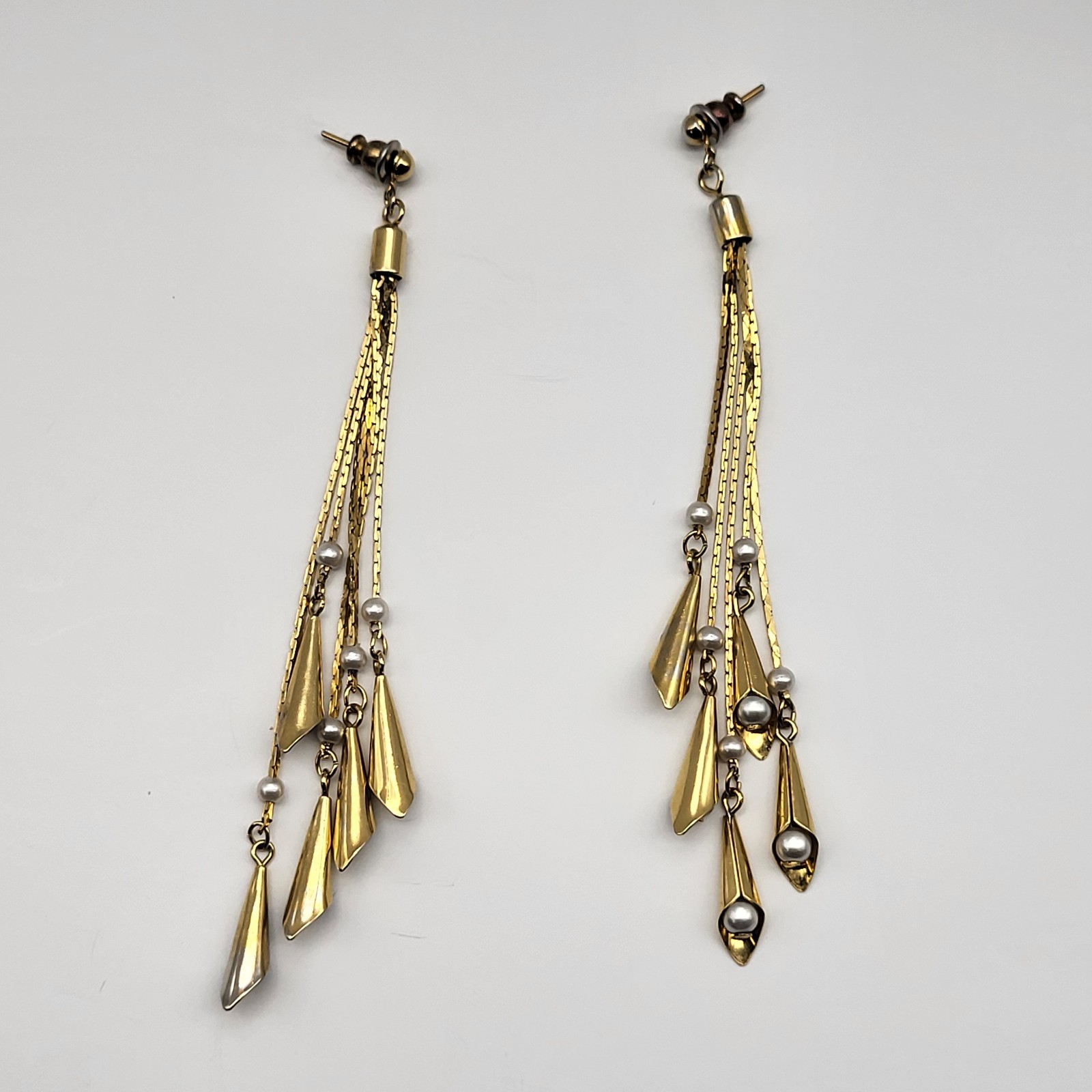 Fabulous dangle Earrings multi strand faux pearl lightweight flirty