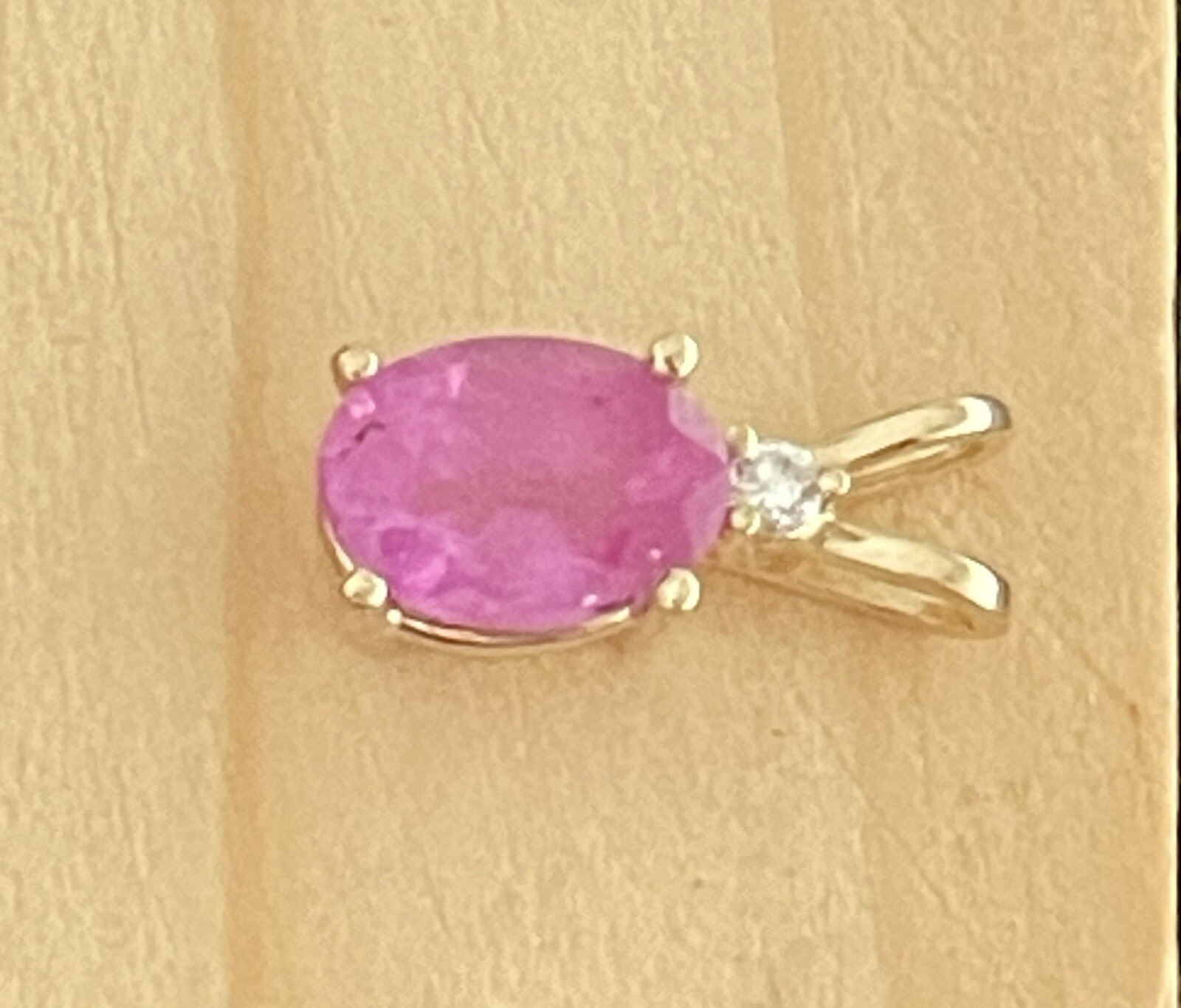 14k Yellow Pink Sapphire & Diamond Pendant (X37)