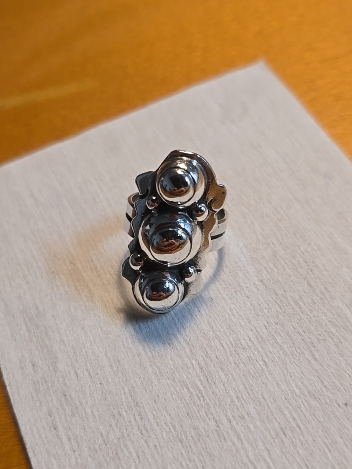Taxco Mexico .980 Sterling Silver Triple Dome Modernist Ring Sz 5 Ring