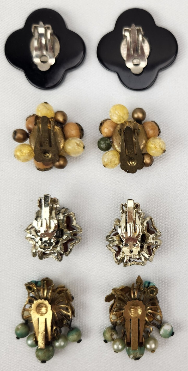 VTG Clip-On Earrings Lot of 4 Beaded Beauty Retro Fashion 1950s-1980s