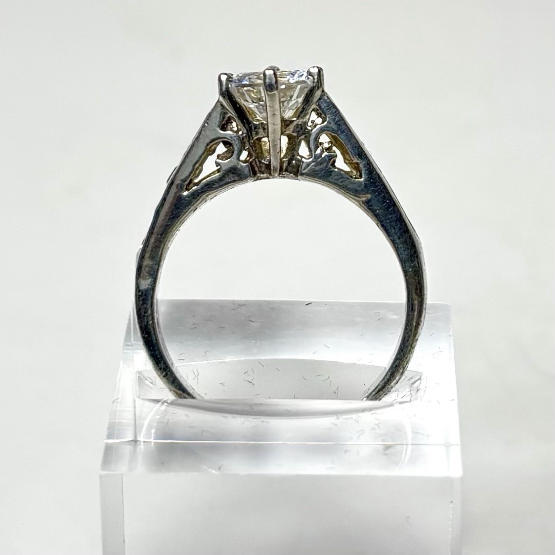 DBJ Ring Sterling Silver Filigree CZ Solitaire Channel Set CZs Size 7.75 Vintage