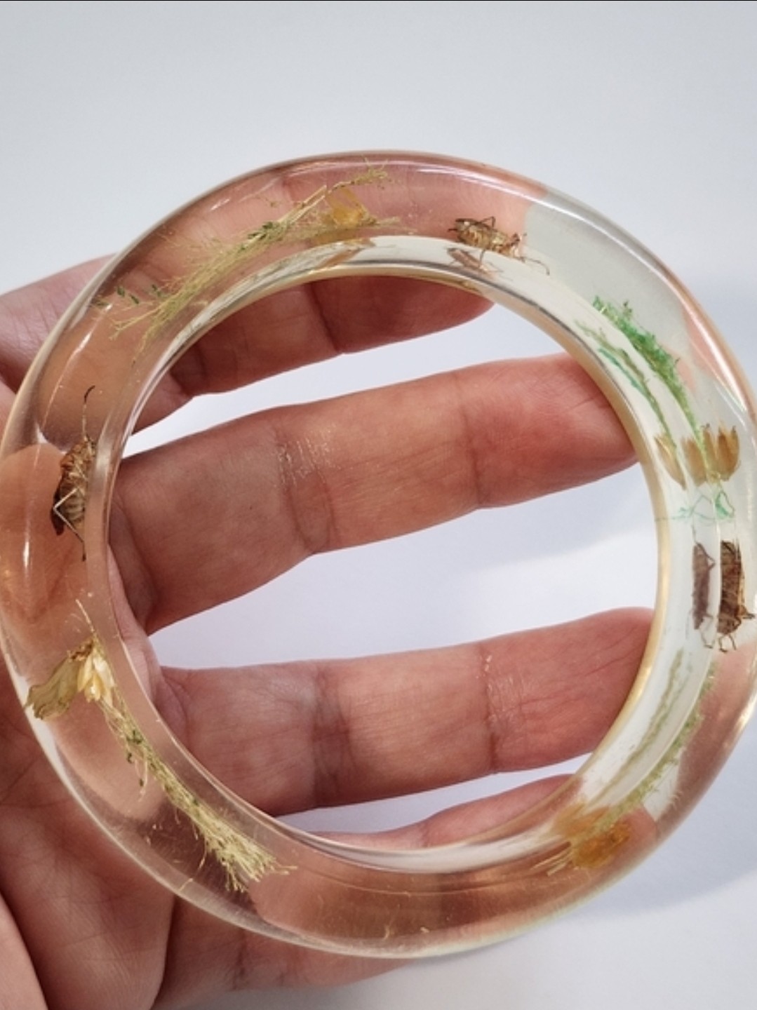Vintage Bontanical Flora & Insect Lucite Bangle