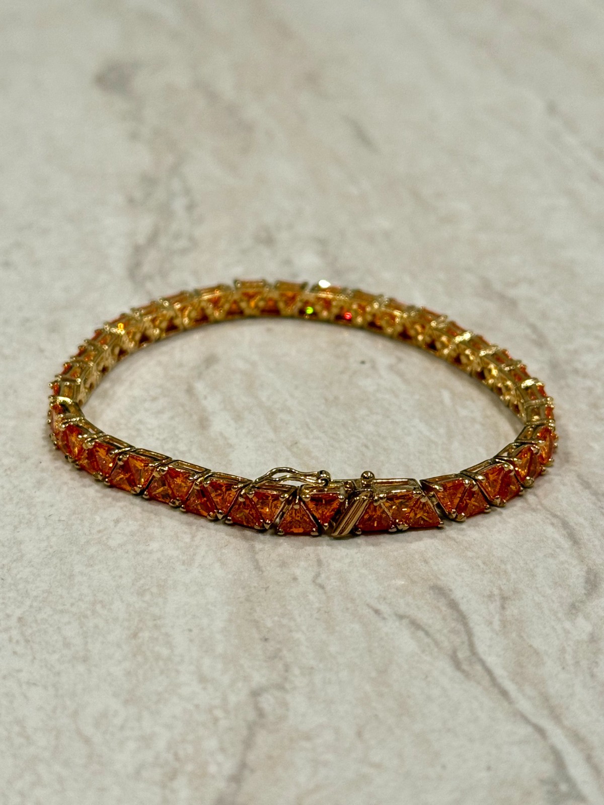VTG Suzanne Somers Bracelet Orange Gem Stone Tennis Gold 925 Silver Trillion 20g