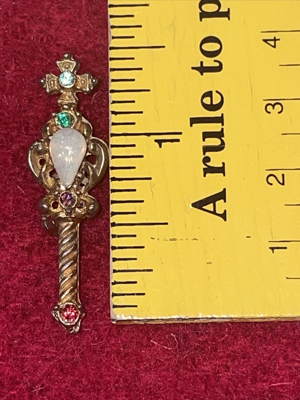 Antique Sword Brooch w/Ruby, Amethyst, Opal, Emerald And Blue Colored Gemstones