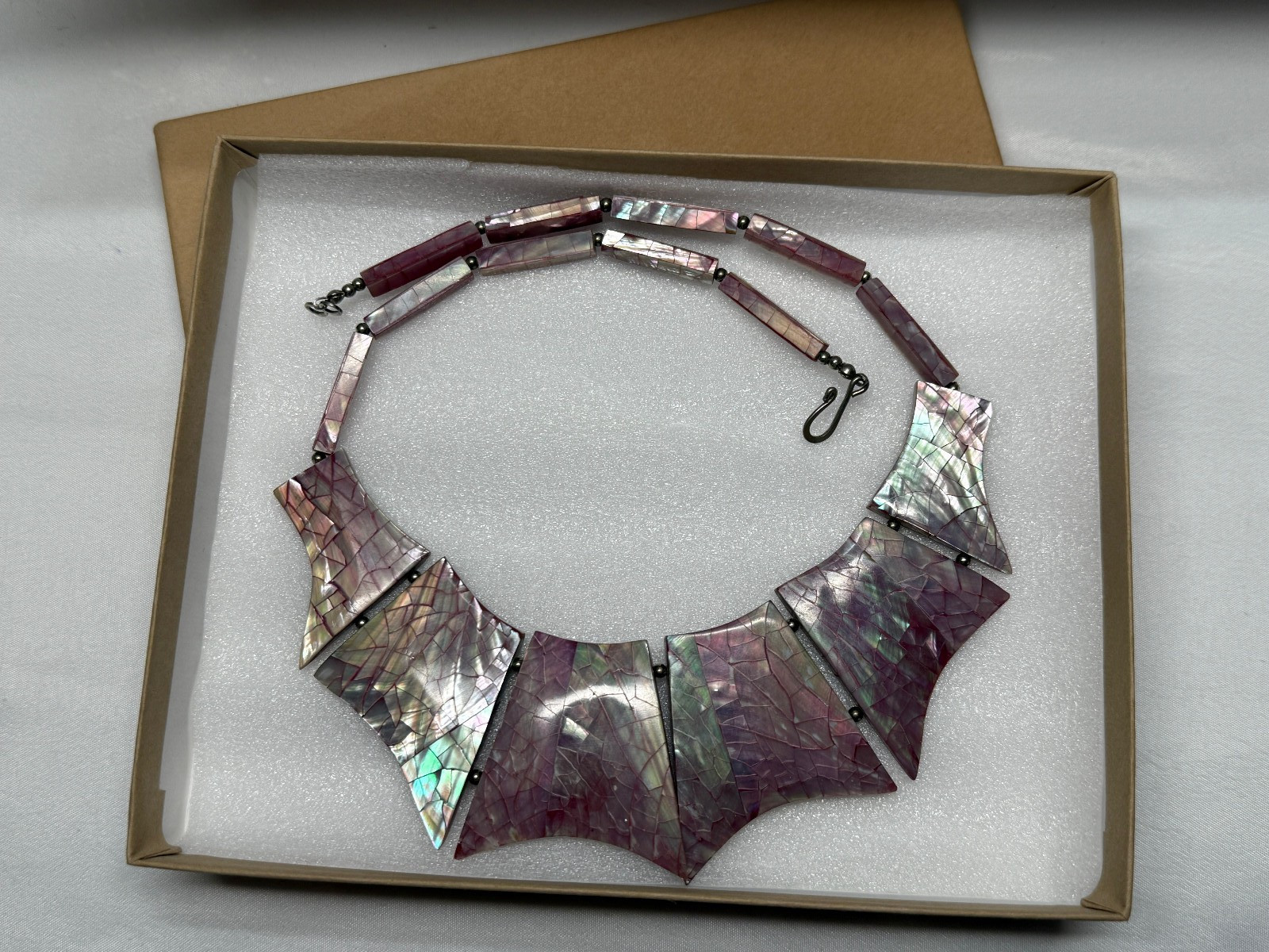 vtg Diana Marco Pink Dragon Scale Choker 18″ bib Necklace