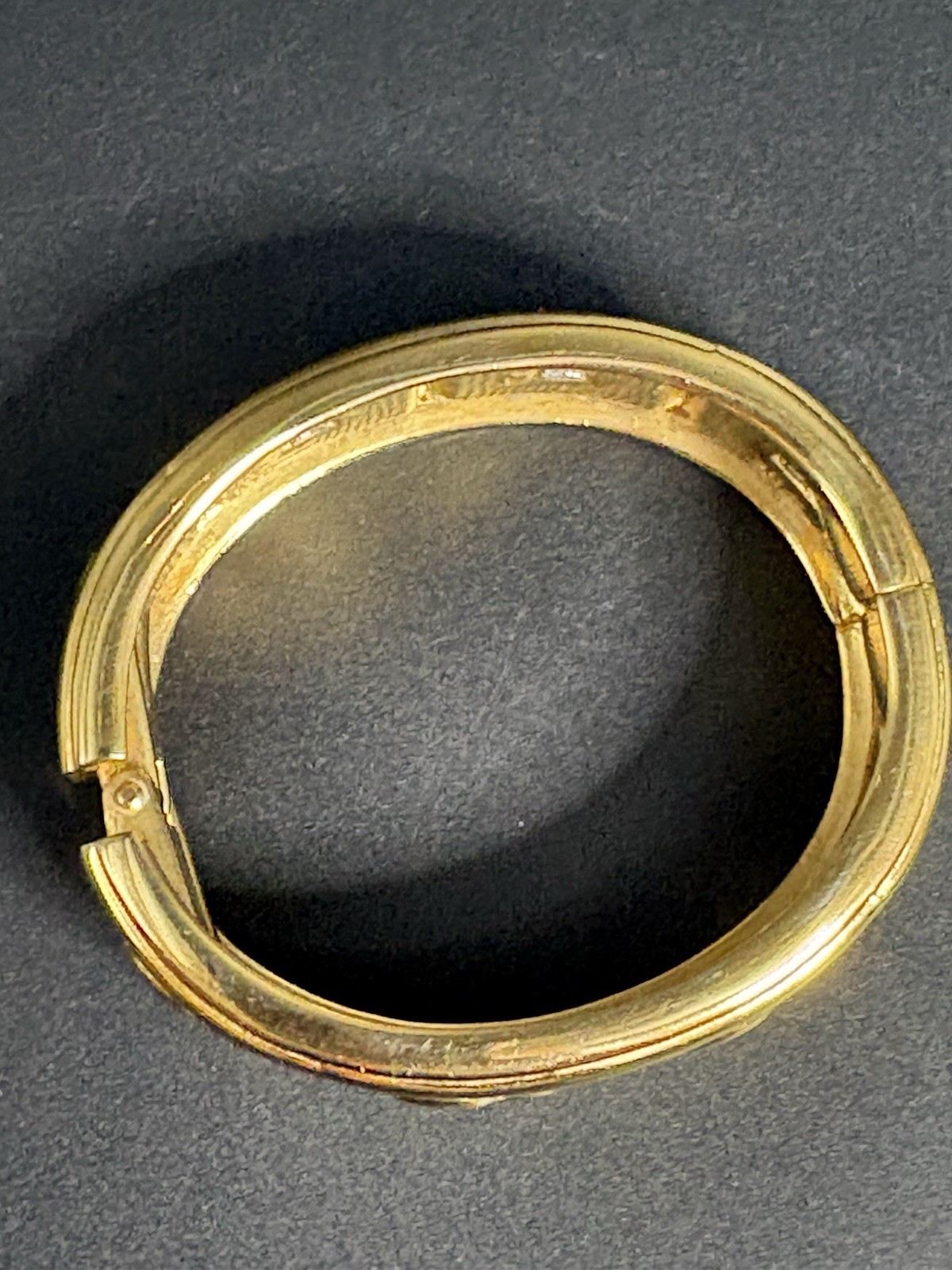 Vintage Twin Ring Gold Tone Mid Century Bangle Bracelet
