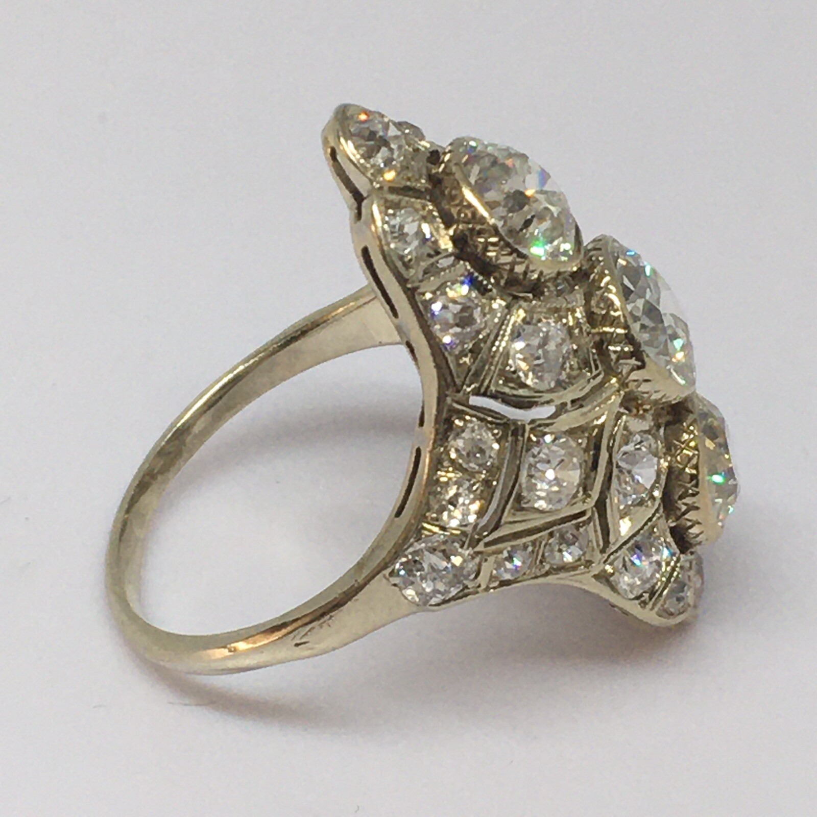 Art Deco 1920s Antique Ring 14K Gold 3.85 Ct Old European Cut American Size 6.5