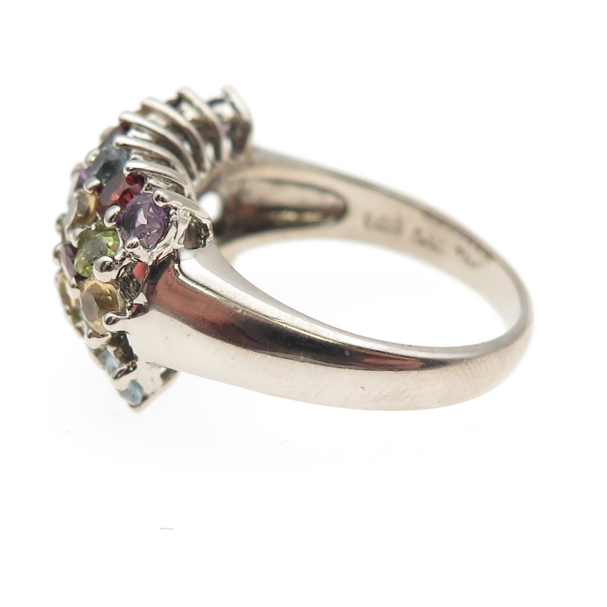 DBJ Dee Berkle 925 Sterling Silver Vintage Real Multi-Color Gem Ring Size 9