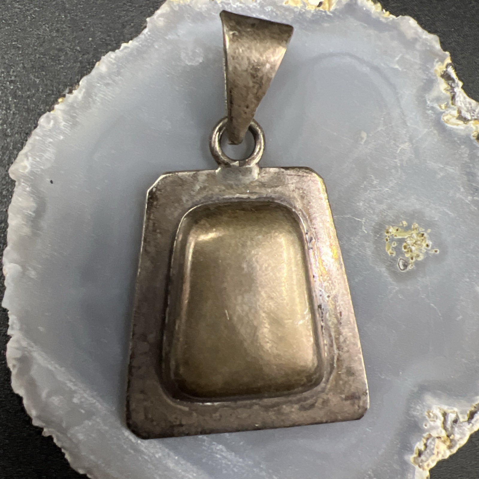 925 Sterling Silver VTG Modernist Pendant ~ Heavy Patina ~ ATI Mexico ~ 2” ~ 11g