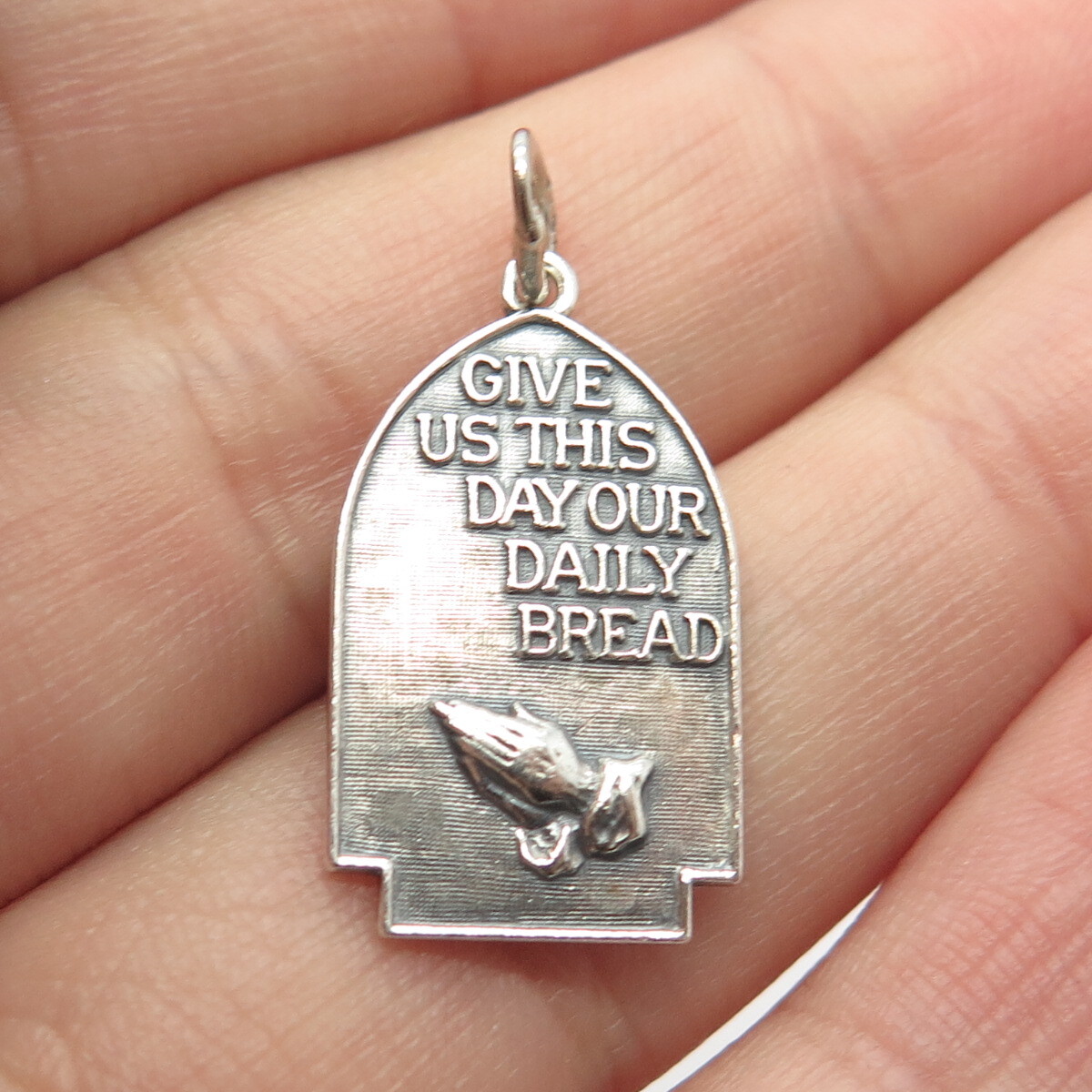 925 Sterling Silver Vintage Beau “Give Us This Day Our Daily Bread” Pendant