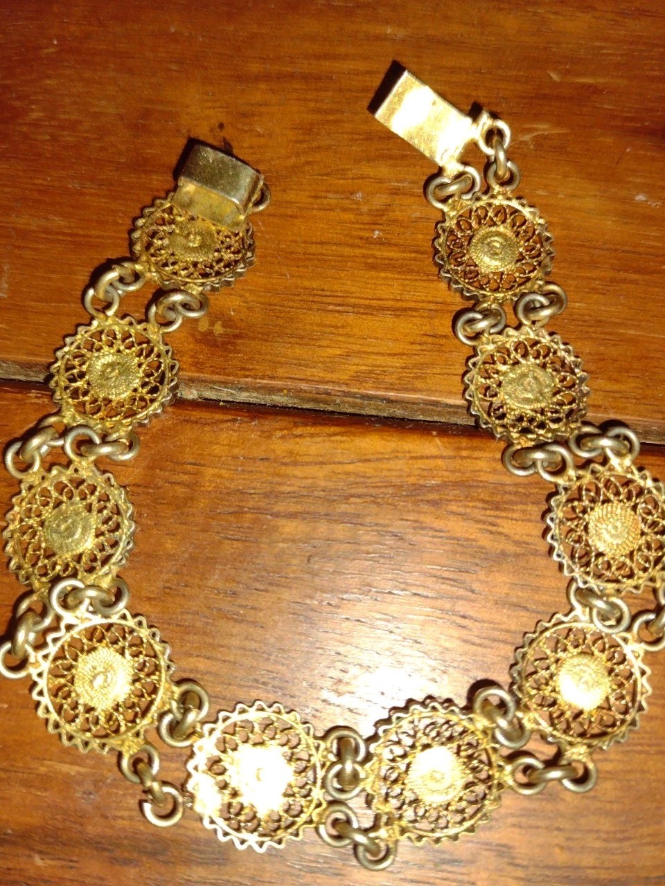 VTG Italy Filigree Cannetille Wire Hinge Panel Link 800 Silver Bracelet Assay