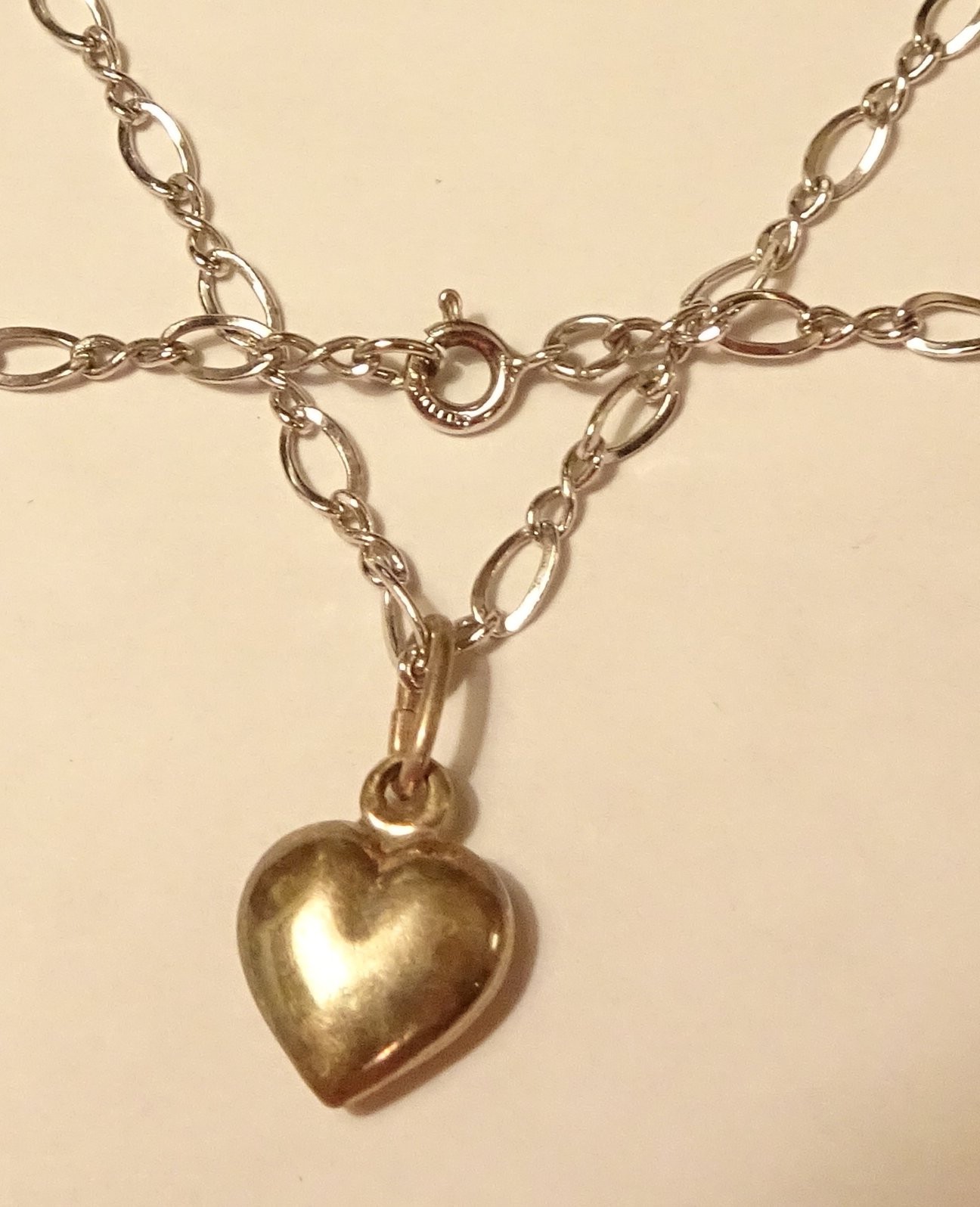 Puff Heart Sterling Silver Necklace Vintage