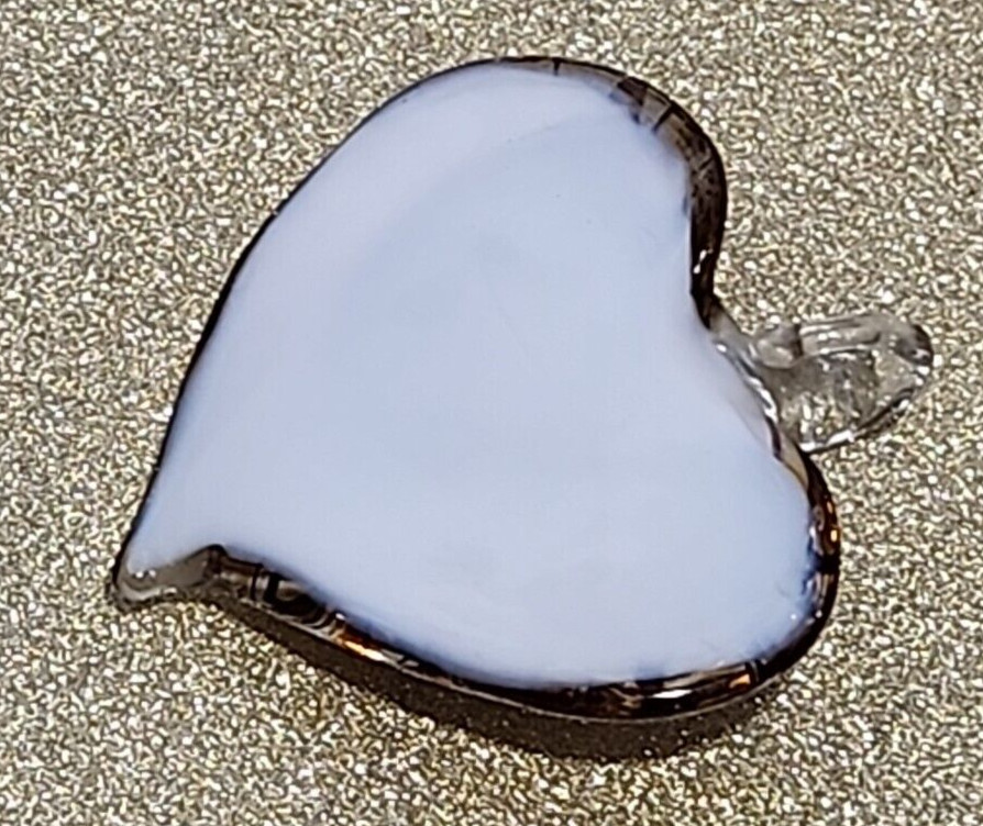 Hand Blown Brown/White Art Glass Heart Pendant Only no chain
