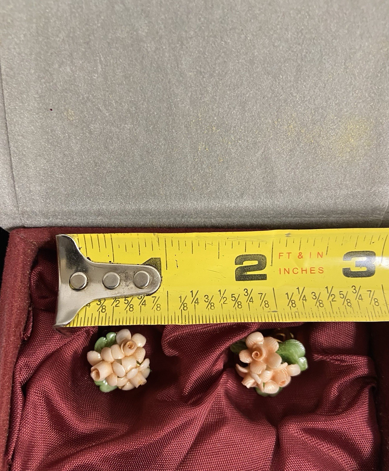 Capodimonte Clip Earrings Pastel Pink And Green Flowers Vintage Italy *READ