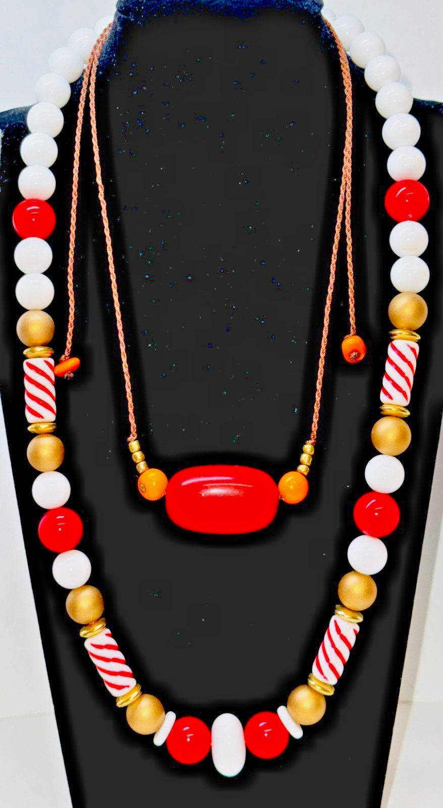 LOT-10 VINTAGE BIG CHUNKY COLORFUL BEAD NECKLACES–SHELL-WOOD-LUCITE-ART GLASS++