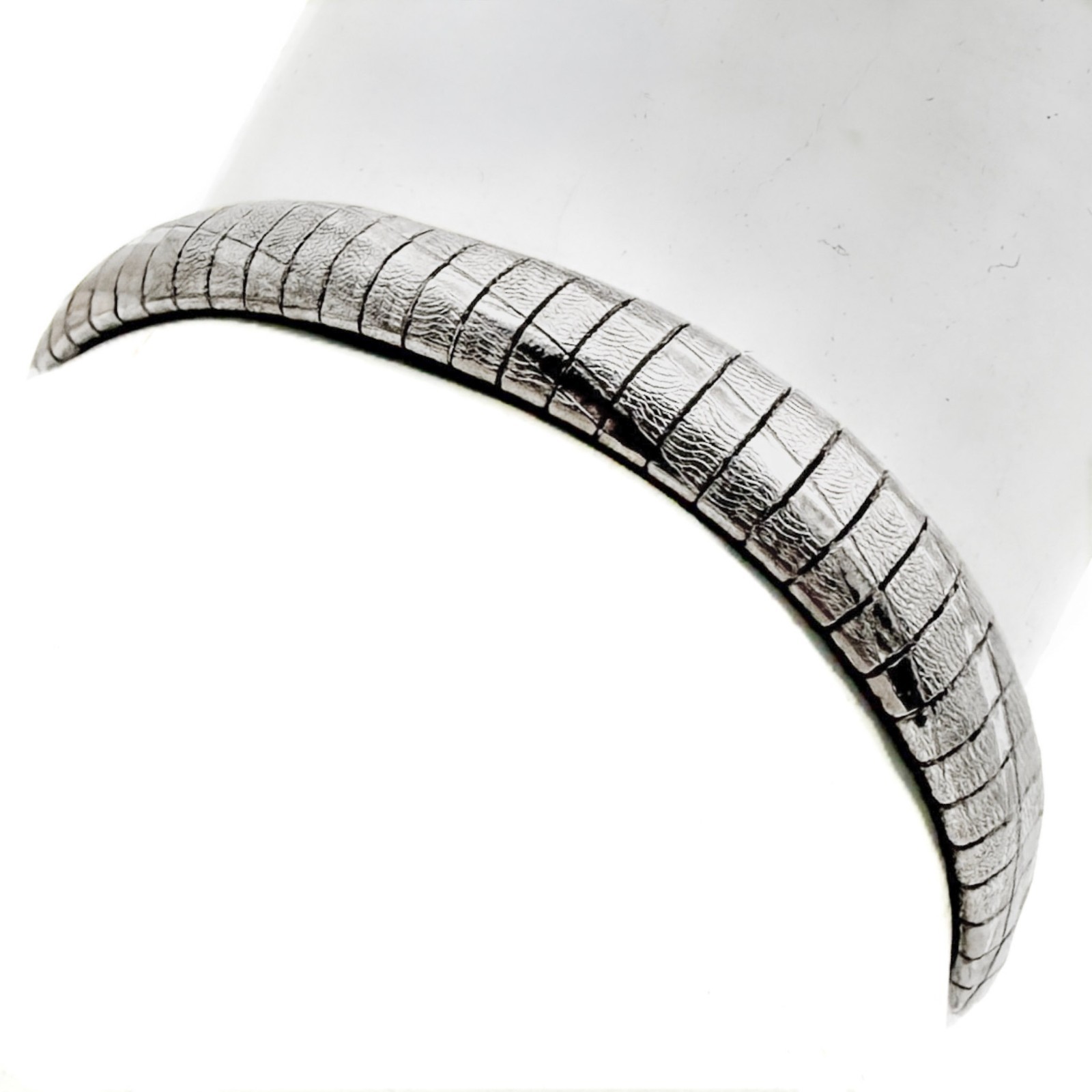 Vtg Estate Italian 925 Sterling Silver SU Articulated Snake Omega Link Bracelet