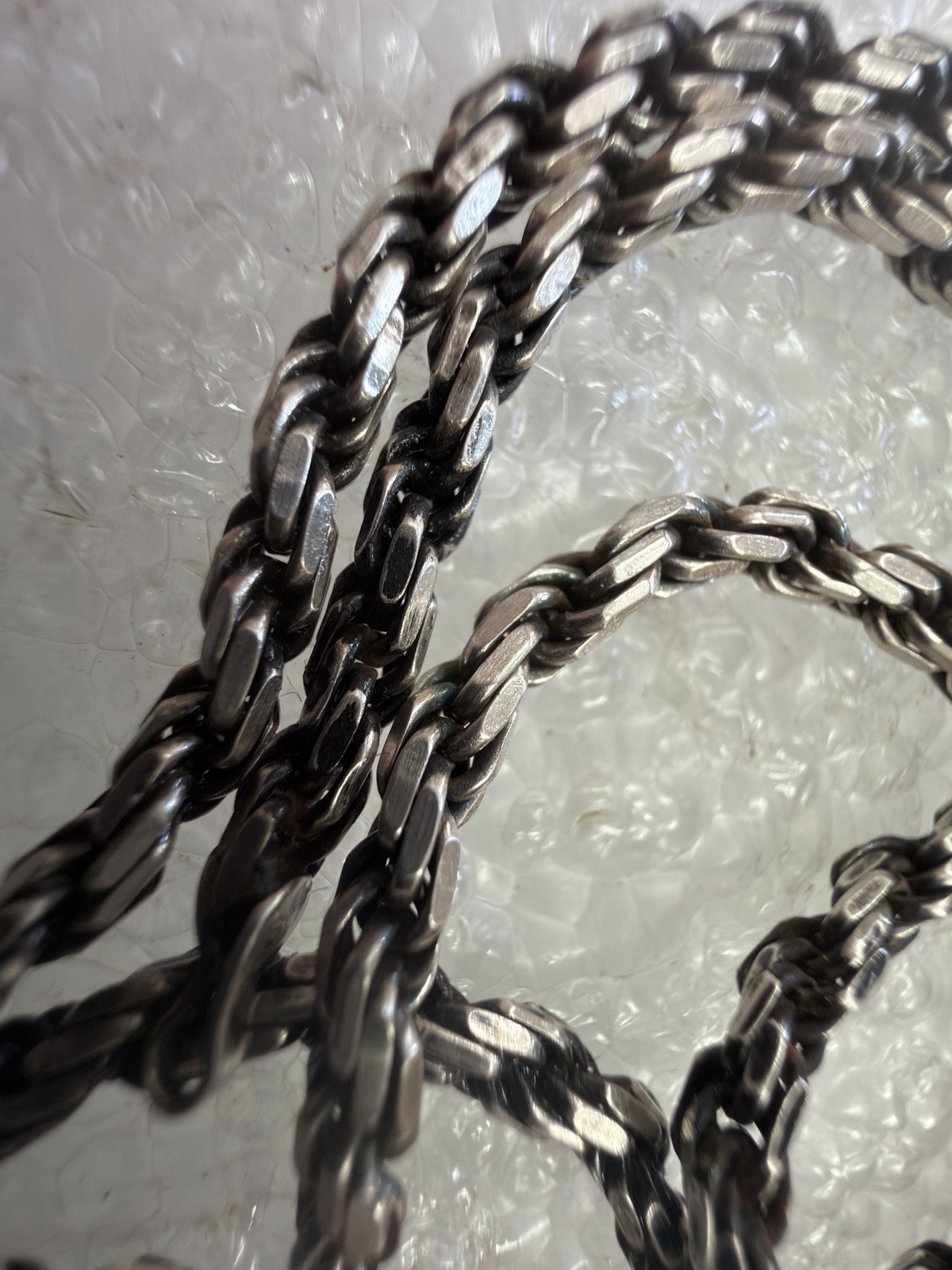 21.4g .925 Silver Vintage made in Italy Rope Med Lock Crimp 24Inch Necklace