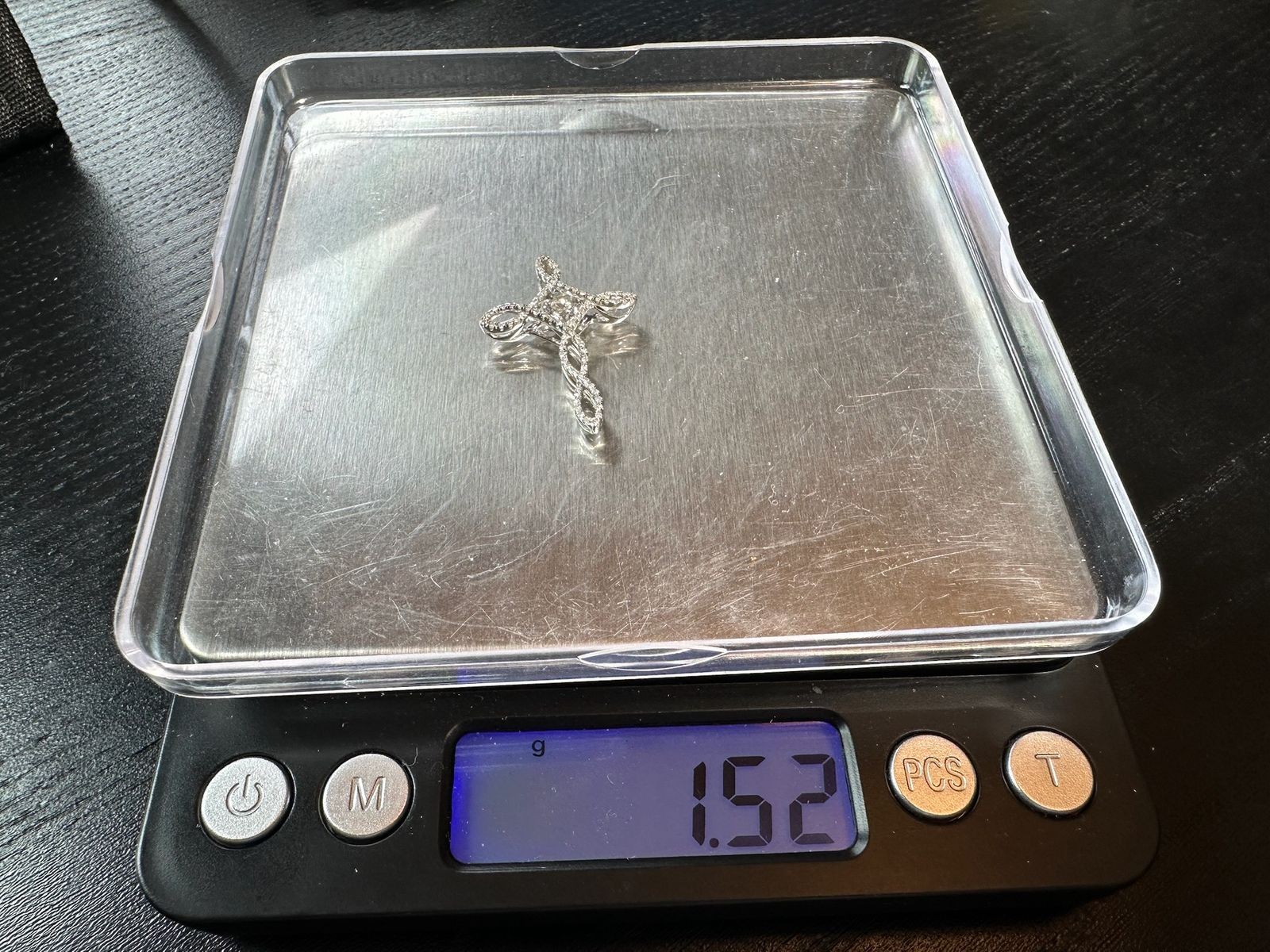 1.52g Vintage Sterling Silver 925 Cross Infinity Pendant Sparkling Center M
