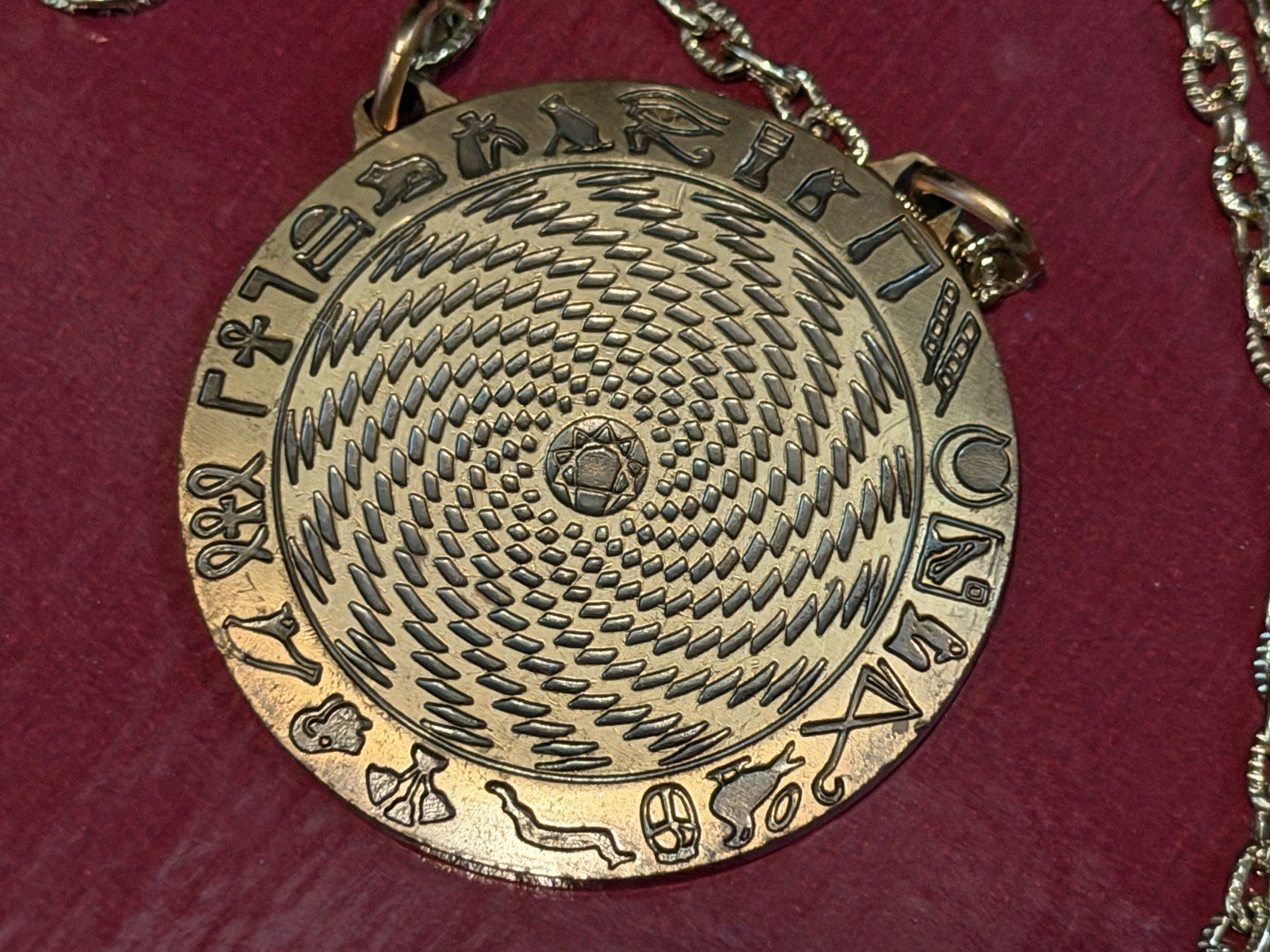 Vtg 1976 Pat Flanagan Sensor Medallion Necklace HSN Experimental Hieroglyphic