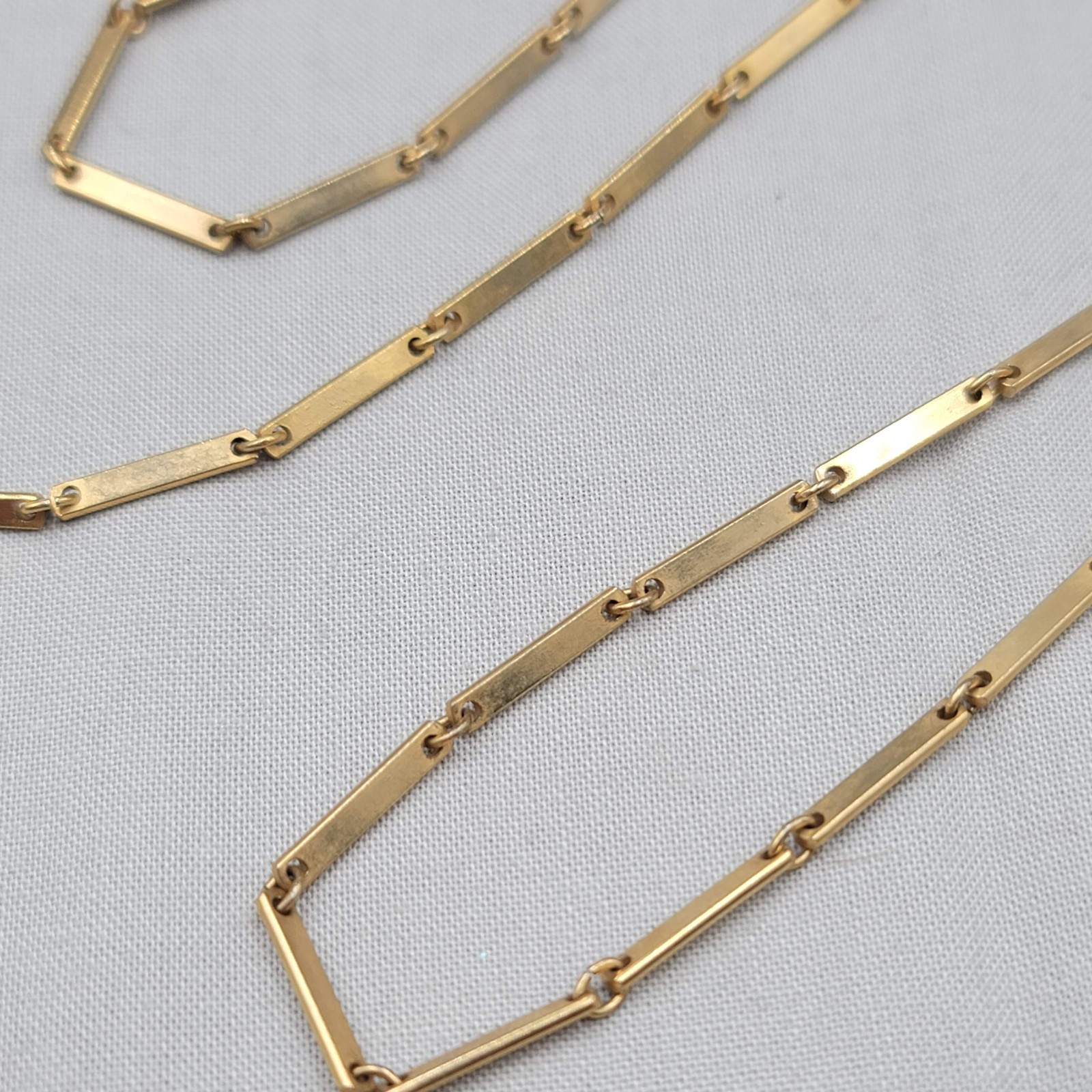 Vintage Bar Link Chain Necklace Gold tone Very LONG 84″