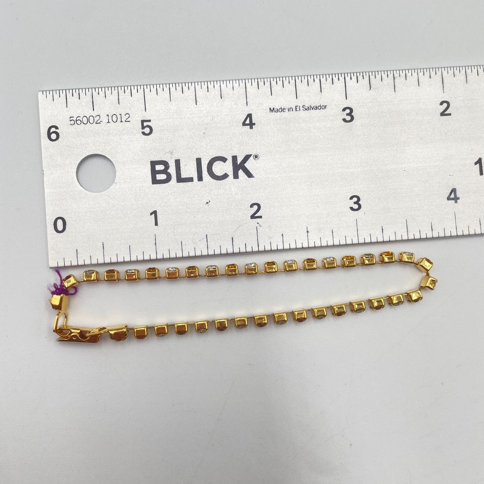 Vintage Y2K Gold Tone Amber Topaz Clear Rhinestone Alternating Tennis Bracelet