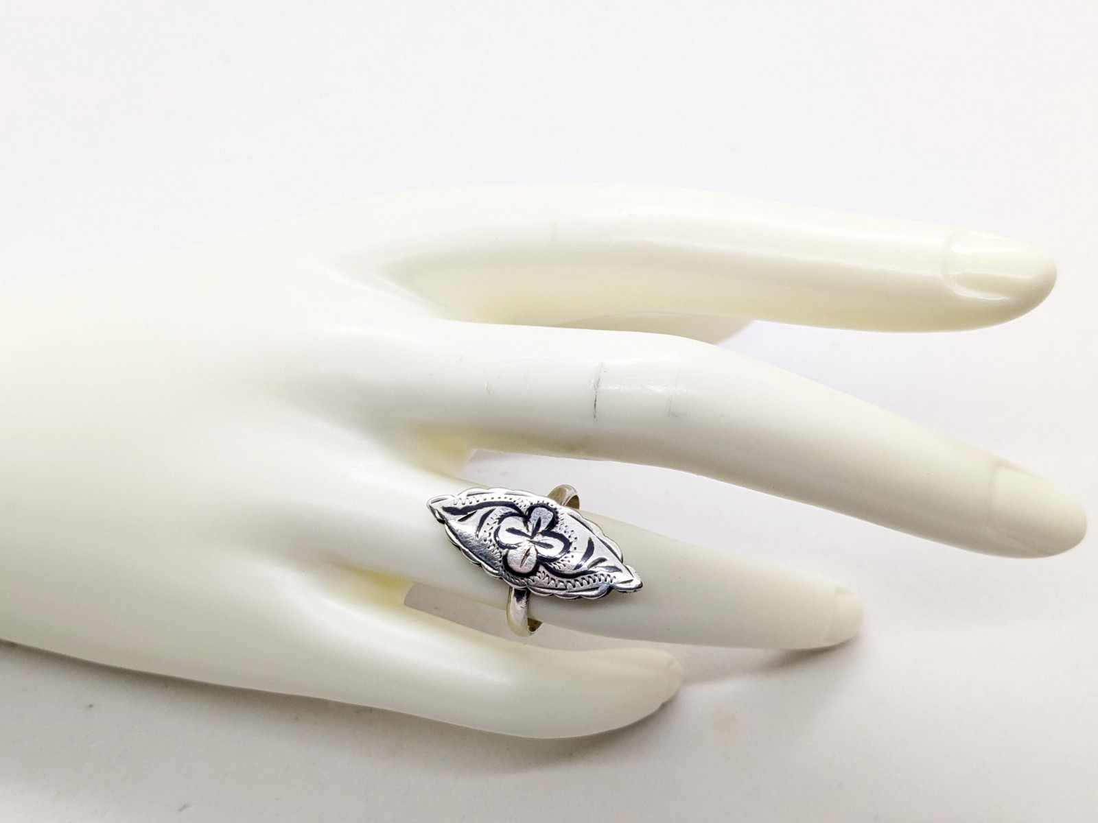 Vintage RING Silver⭐️925 stamp Star USSR with Blackening -size: 7US (17.5mm) #20