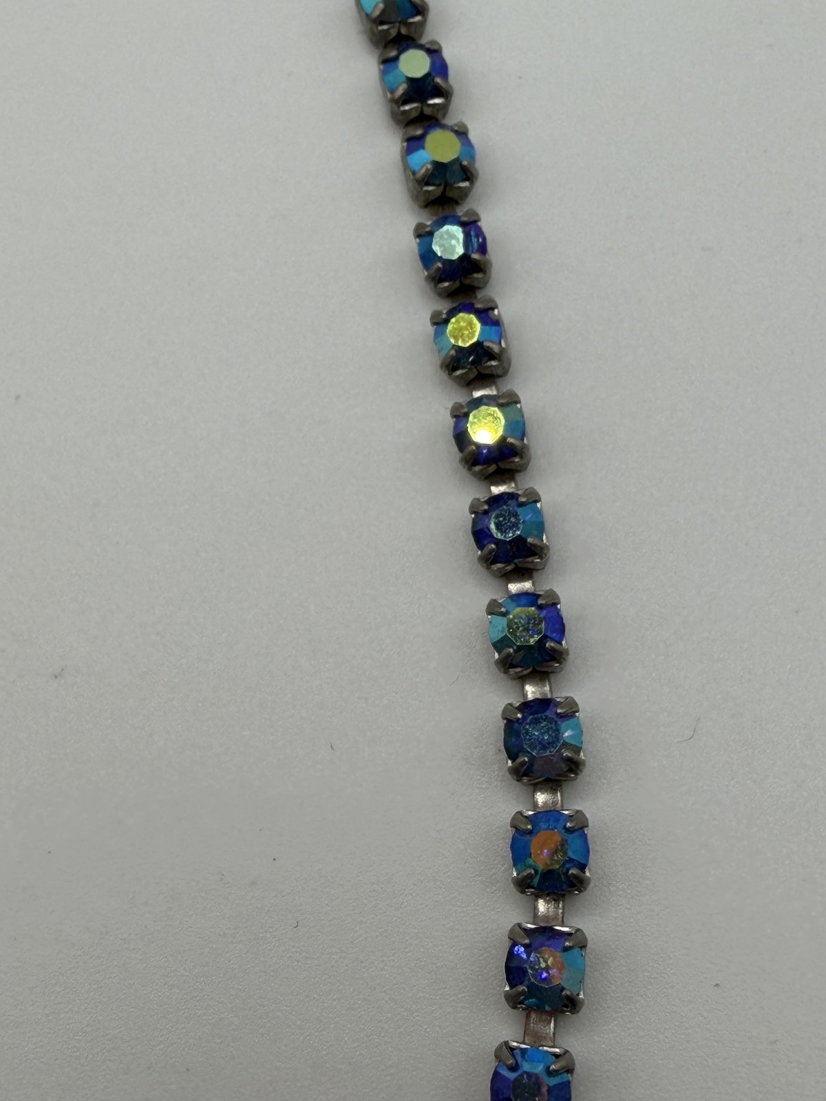 BLUE CRYSTAL RHINESTONE BOW Y-DROP STATEMENT NECKLACE 16IN WOMENS HOOK CLASP