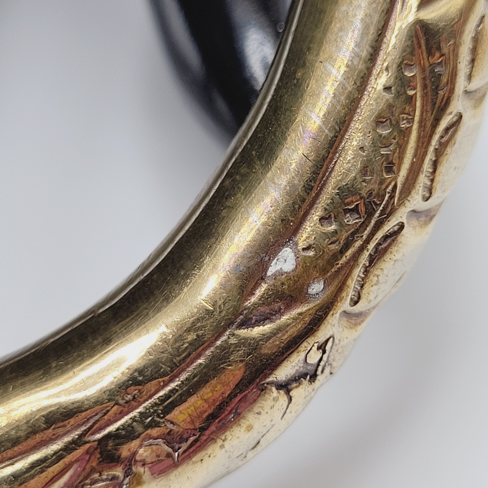 Chinese Wedding Chime Bangle Brass Repousse Chased Hollow Vintage Bracelet