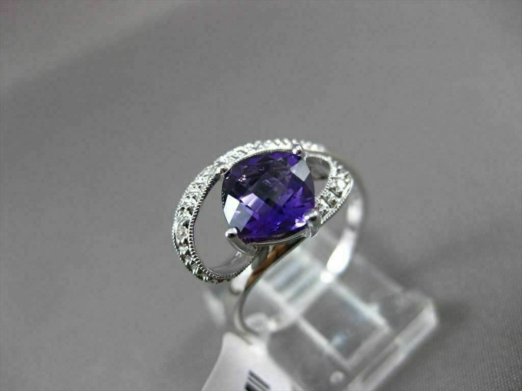 ESTATE LARGE 1.52CTW DIAMOND & AAA AMETHYST 14KT WHITE GOLD FLOATING 3D RING