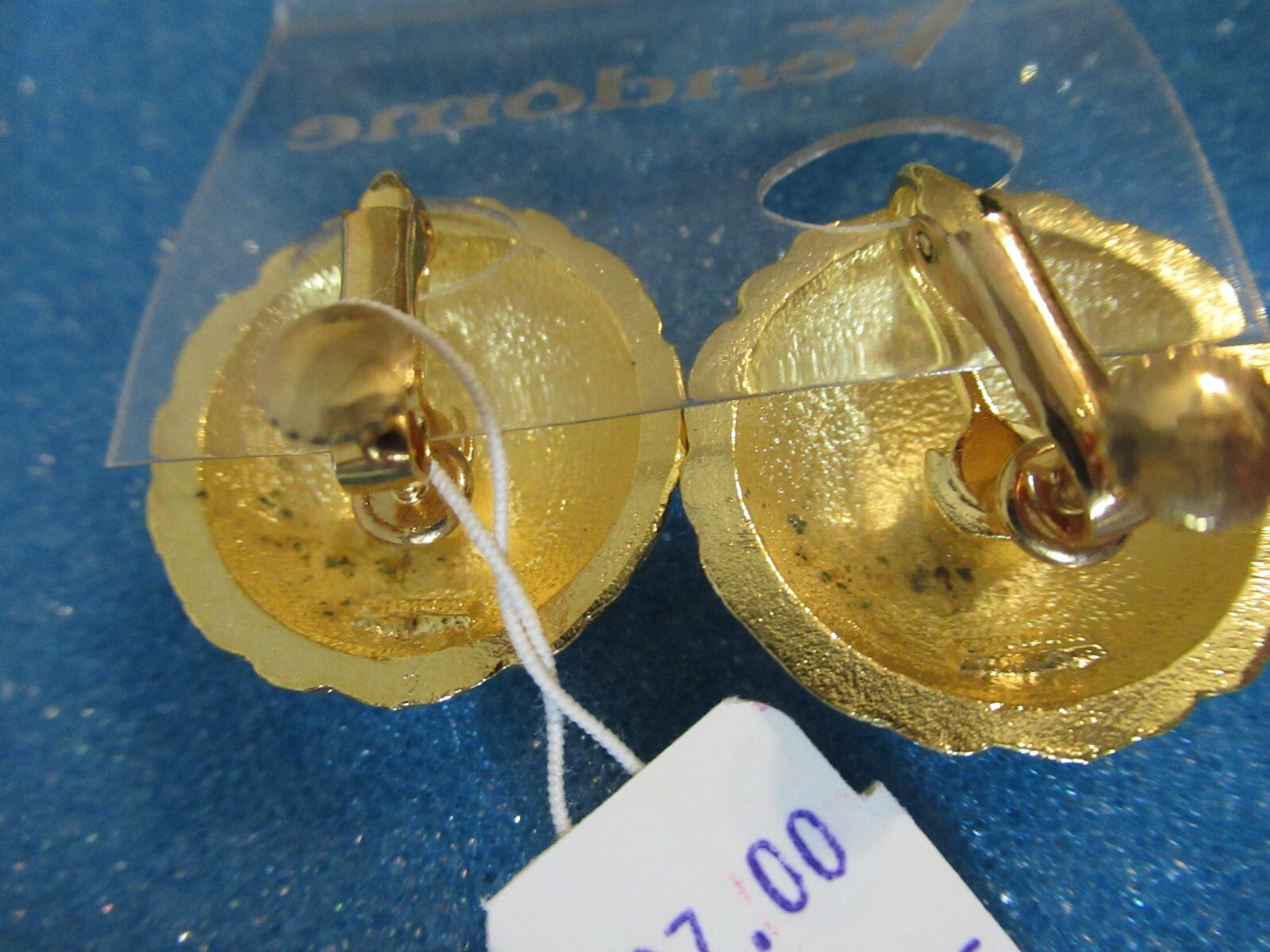 Vintage Vendome Gold Tone Round Spiral Earrings Signed Adjustable Clip on NOS