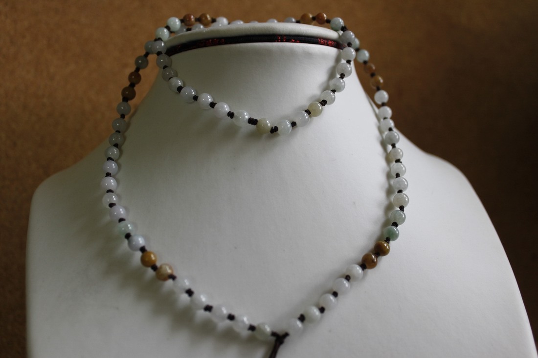 Hand Knotted String JADE Beads Necklace Thread Charm Pendant Jewelry Making #113