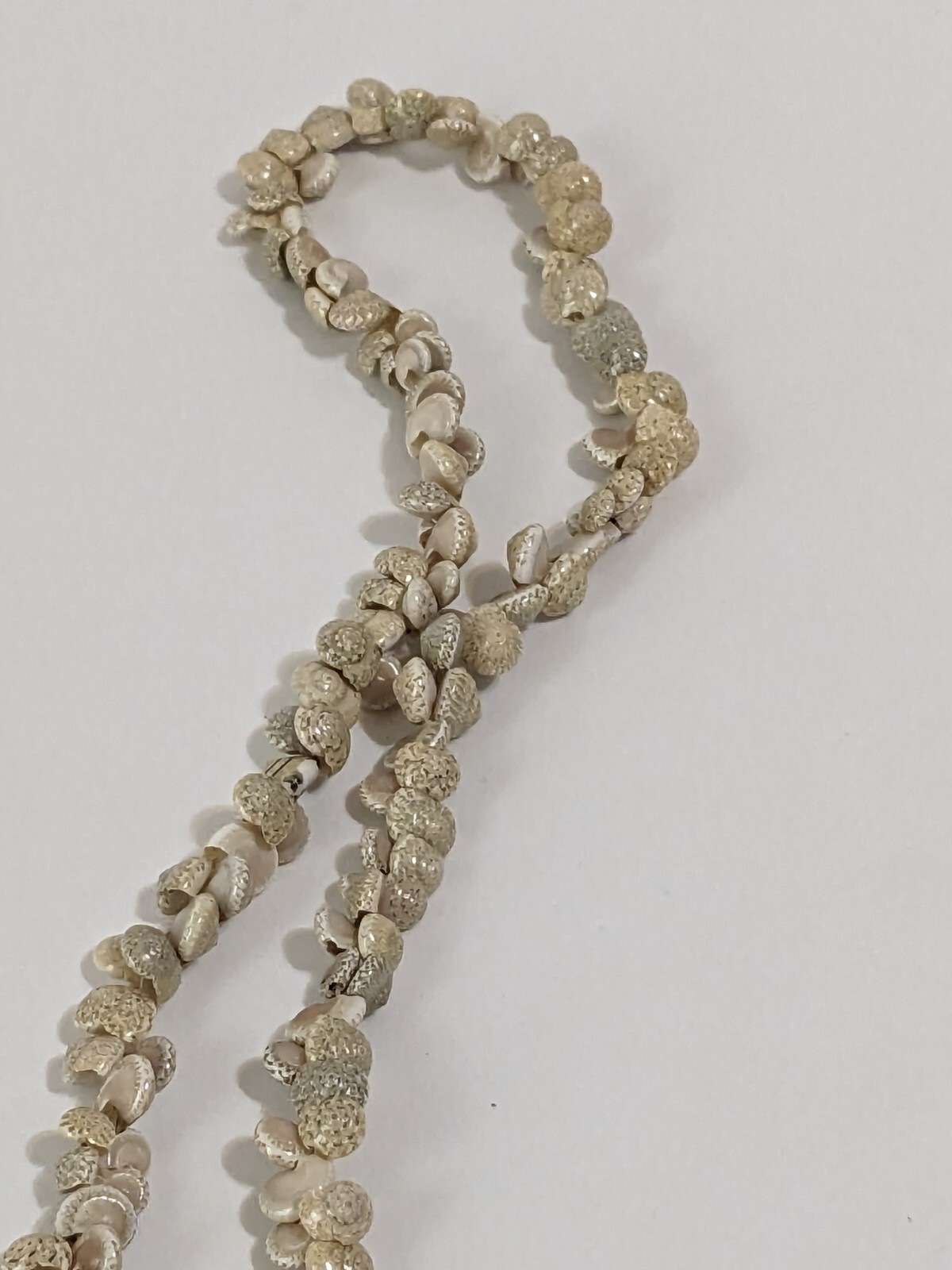 Vintage Ivory & Beige Small Shell Infinity Necklace. Beach Life. Long. 36″.