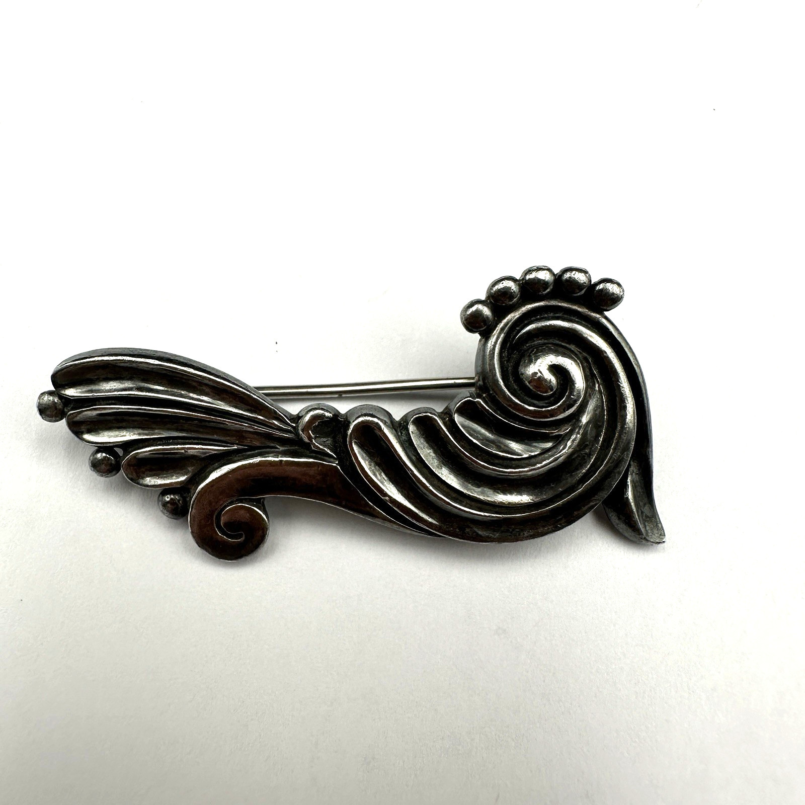 Vintage Margot De Taxco Sterling Brooch Signed #5338 Bird Fish Mermaid