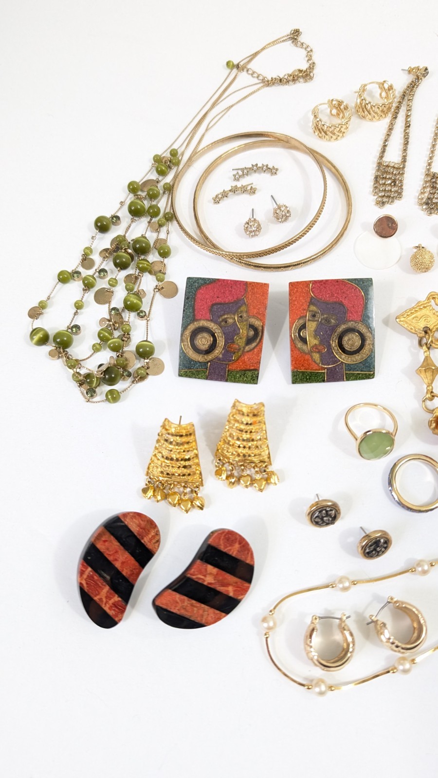 Mixed Lot Of Jewelry Earrings Brooches Rings Estate Jewelry