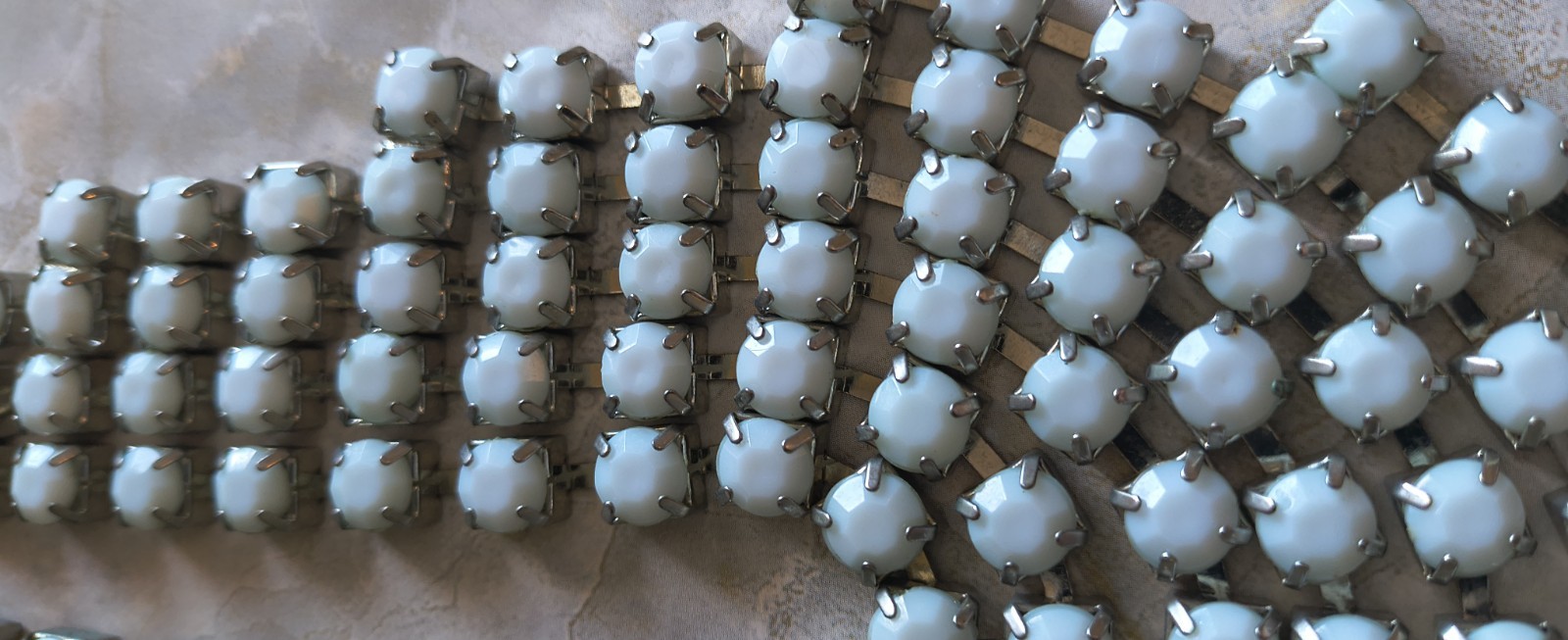 Vintage Baby Blue Chunky Multi Strand Layered Reversible Silver Tone Necklace