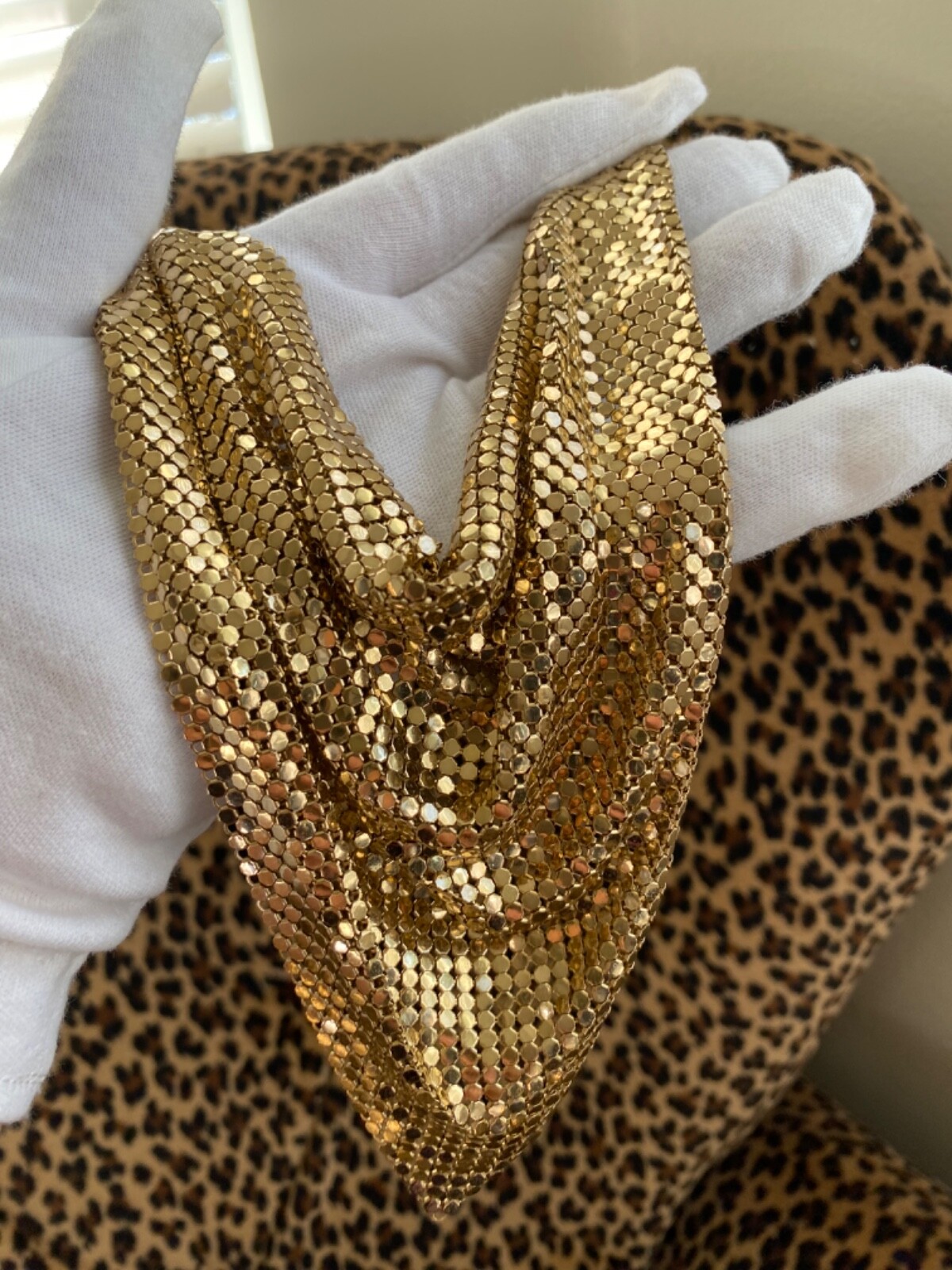 Vintage WHITING & DAVIS Bag Purse Co Gold Mesh Disco Retro Necklace Video!