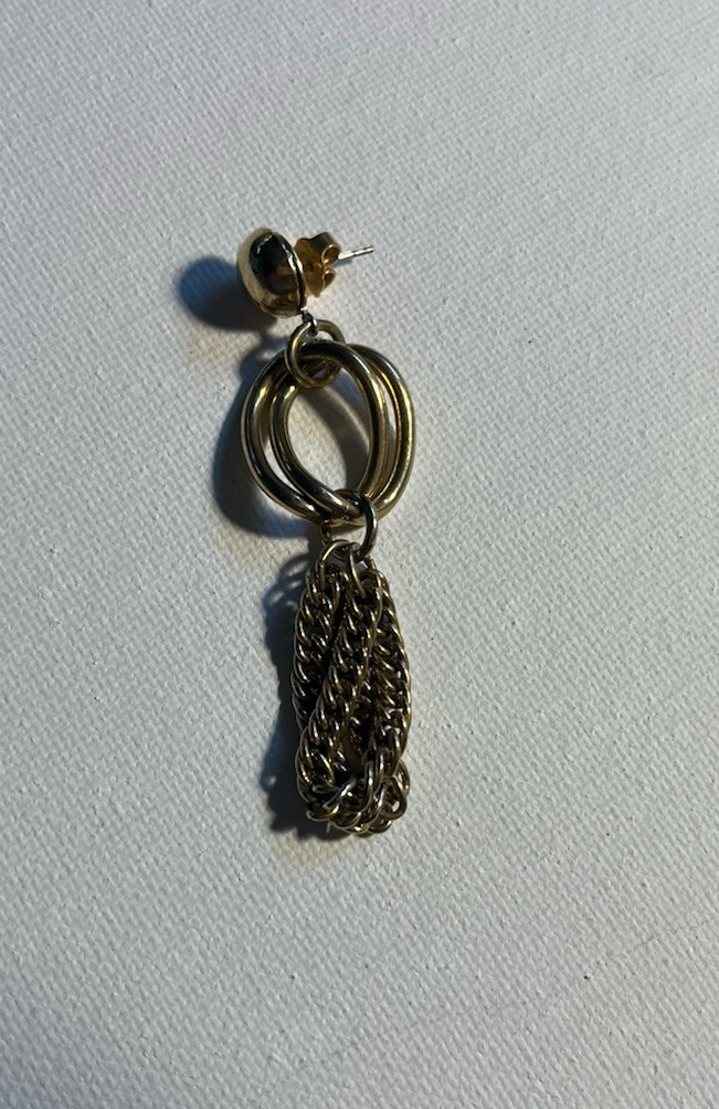 Tassel Chains Dangle Drop Stud Earrings Gold Tone Vintage Goth Retro Punk