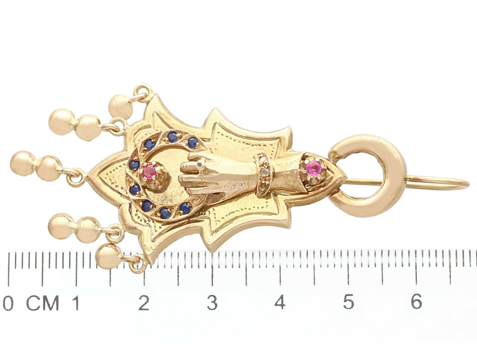 Antique 0.35ct Sapphire and 0.27ct Ruby, 14 ct Yellow Gold Earrings