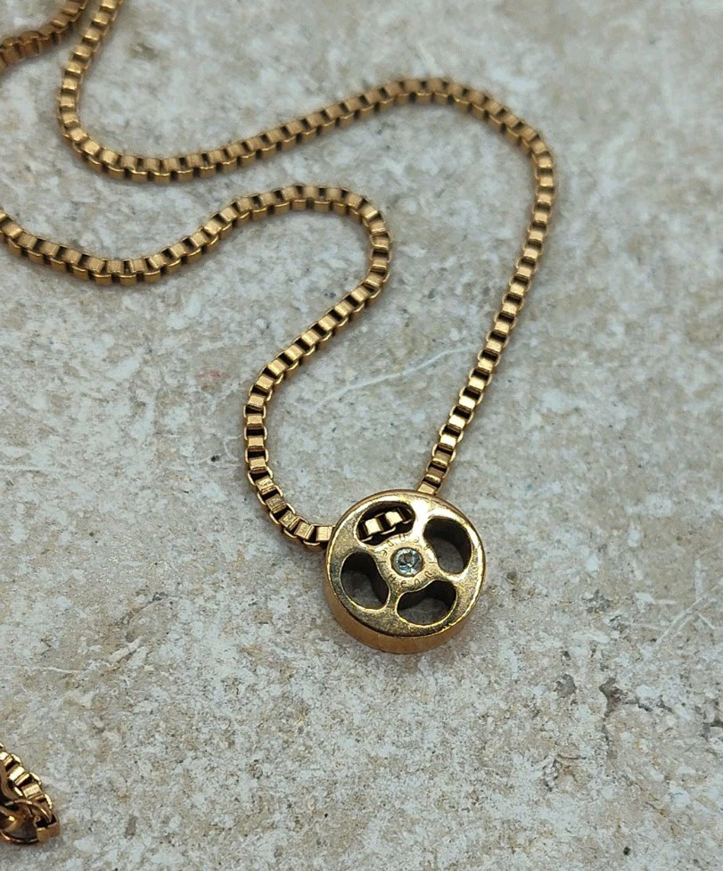 Vintage Signed Henri Bendel Rose Gold Colored Pendant Necklace 16″