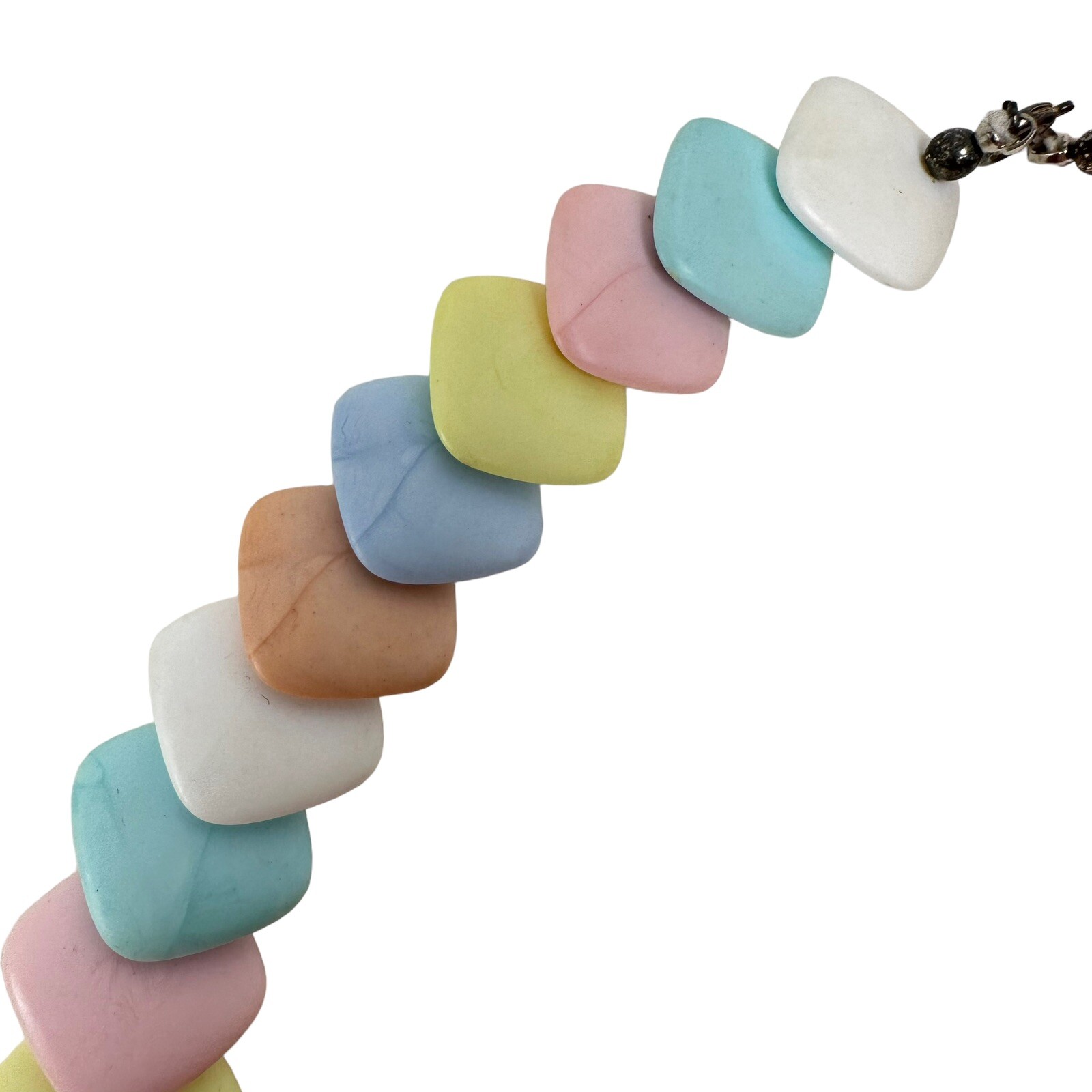 Vtg 1950s “Candy” Pastel Multi Color Overlapping Square Acrylic Bead Necklace