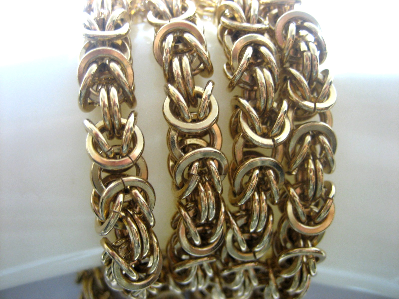 Vintage Style Gold Tone Chunky Byzantine Chain Necklace Heavy Statement Jewelry