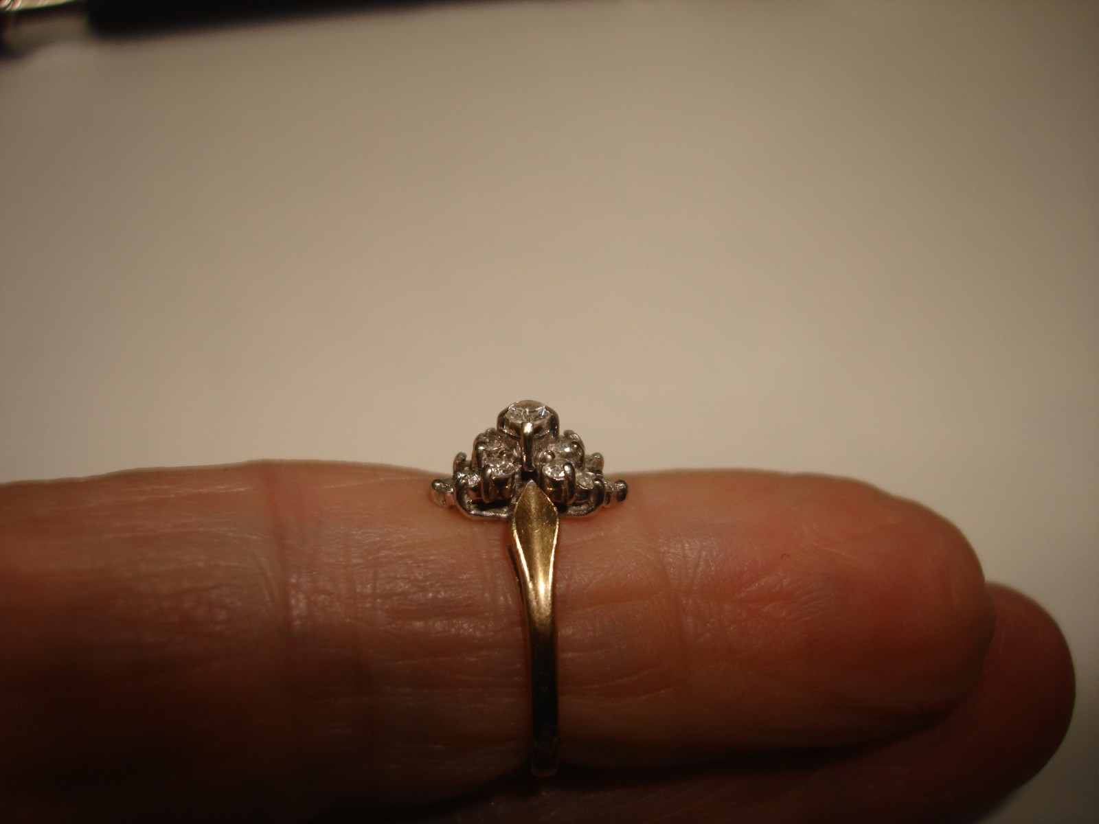Vtg TG 14k Yellow Gold Diamond ( One Stone Missing ) Ring 6.75 For Repair As Is